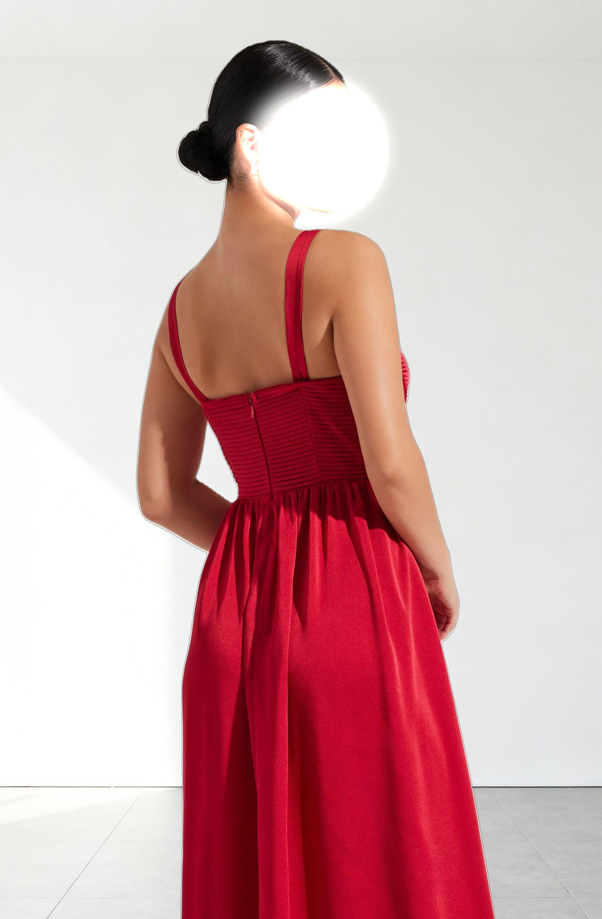 Pleated Bustier Midi Dress