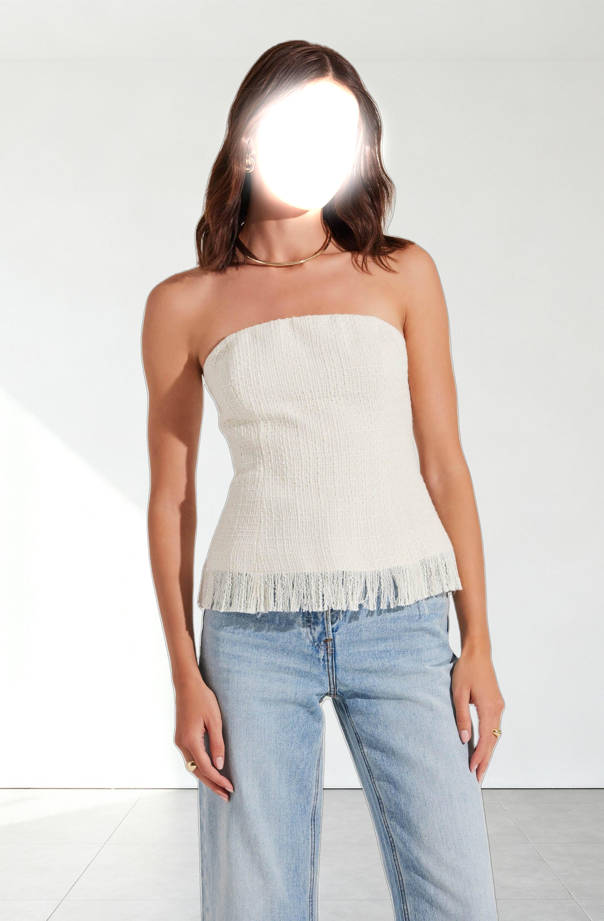 Lorene Tweed Strapless Top