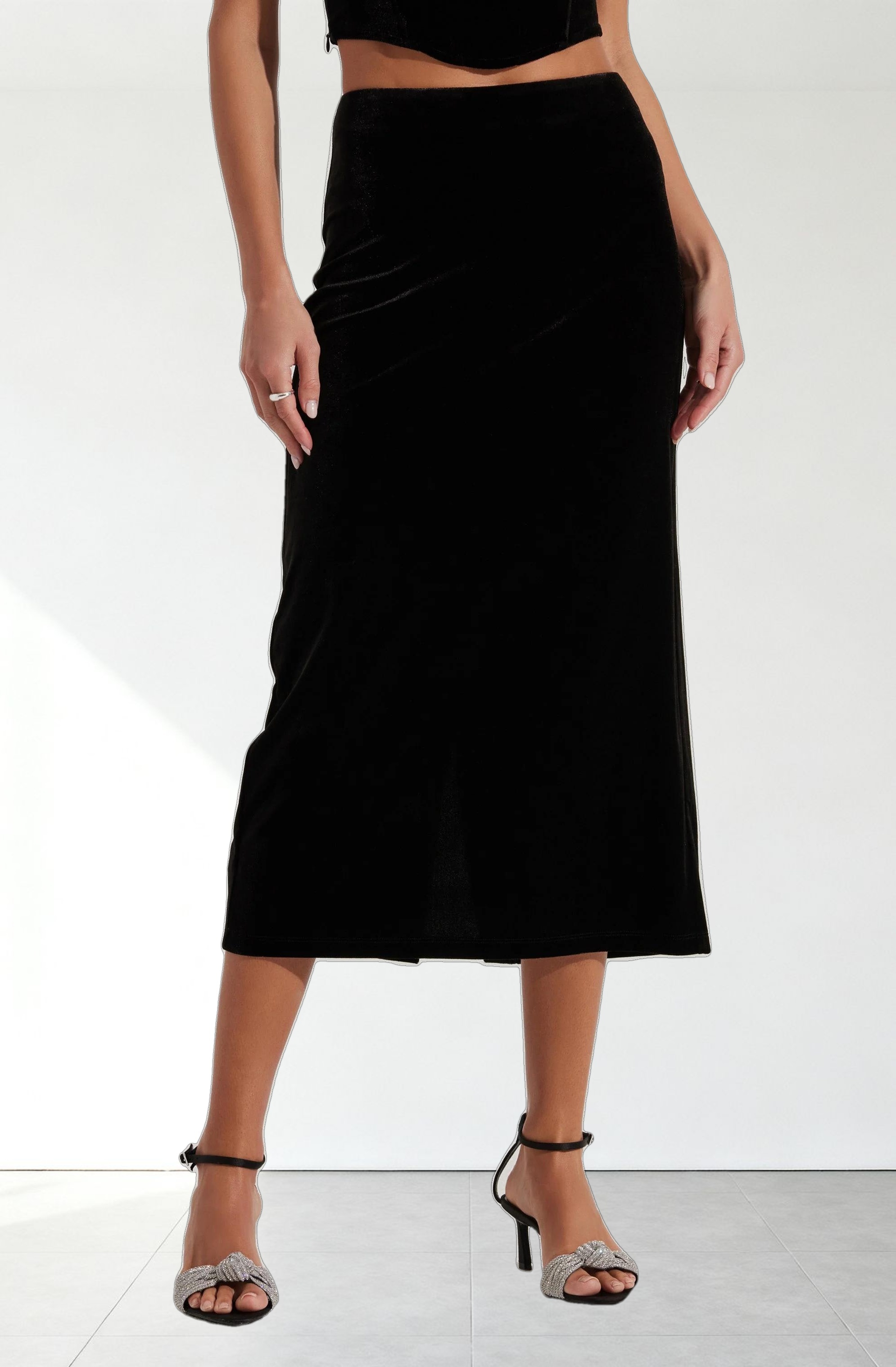 Velvet Midi A-Line Skirt