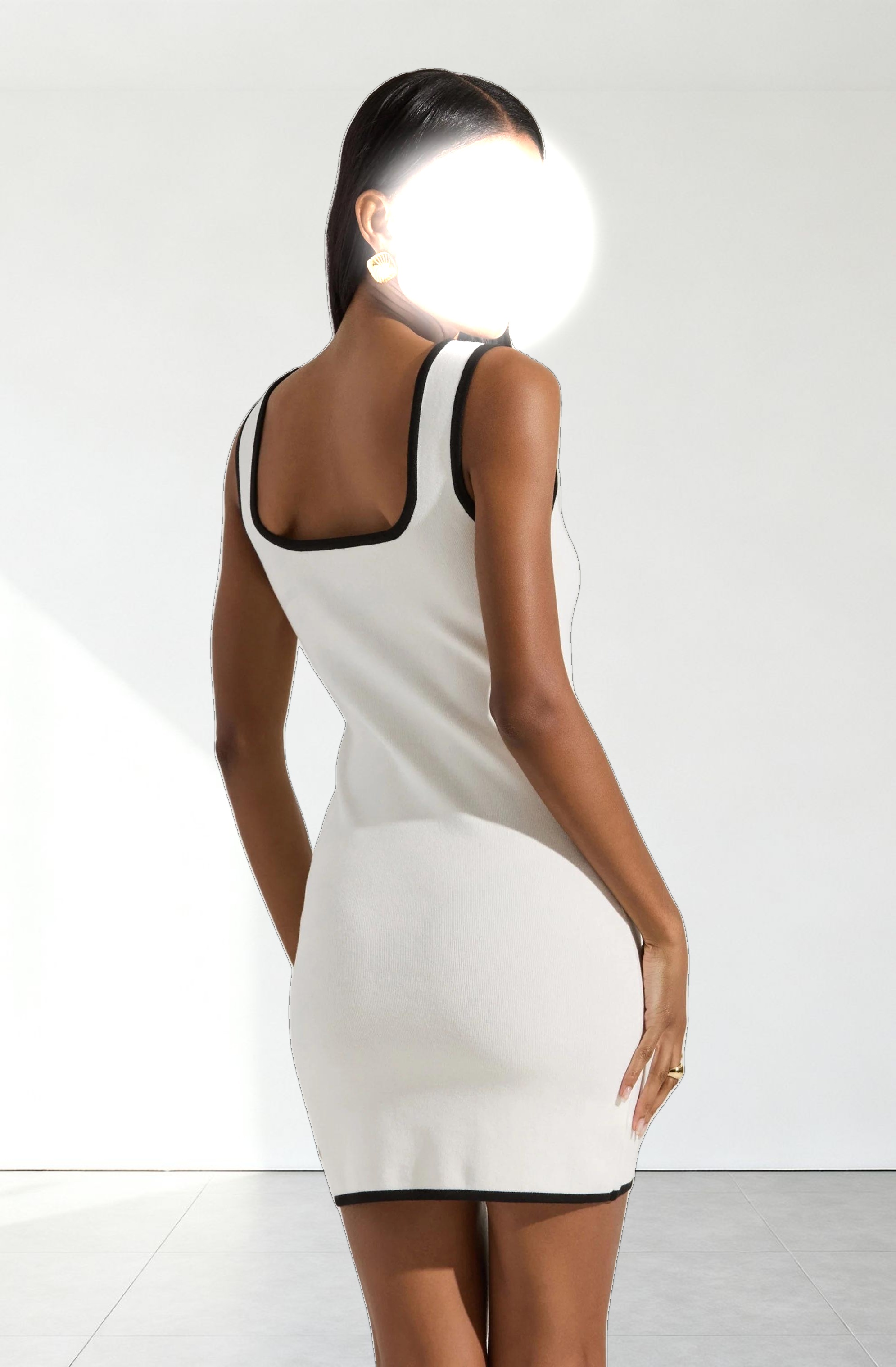 Contrast Trim Knit Mini Dress