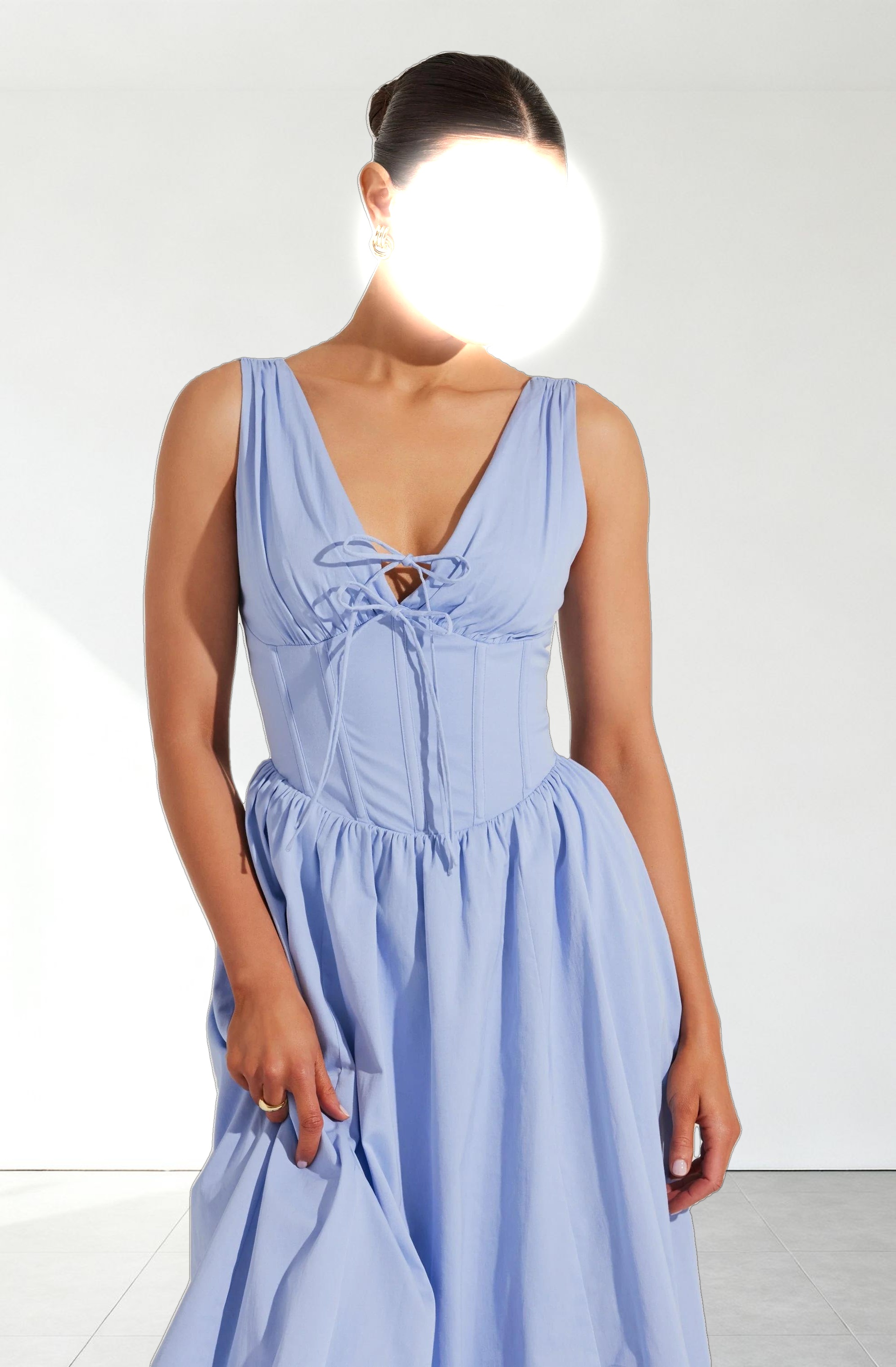 Maili Corset Poplin Midi Dress