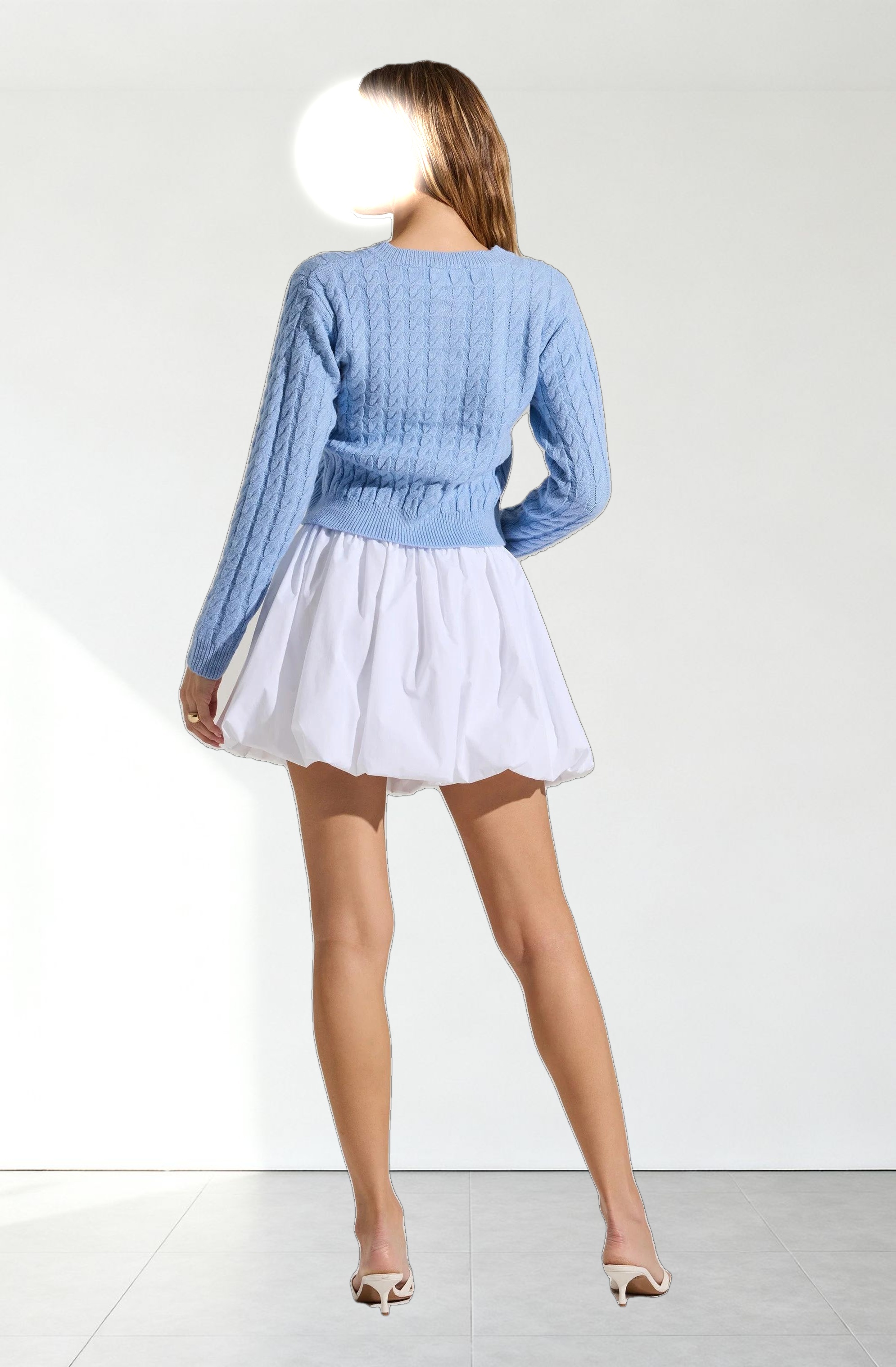 Pearl Button Cable Knit Cardigan