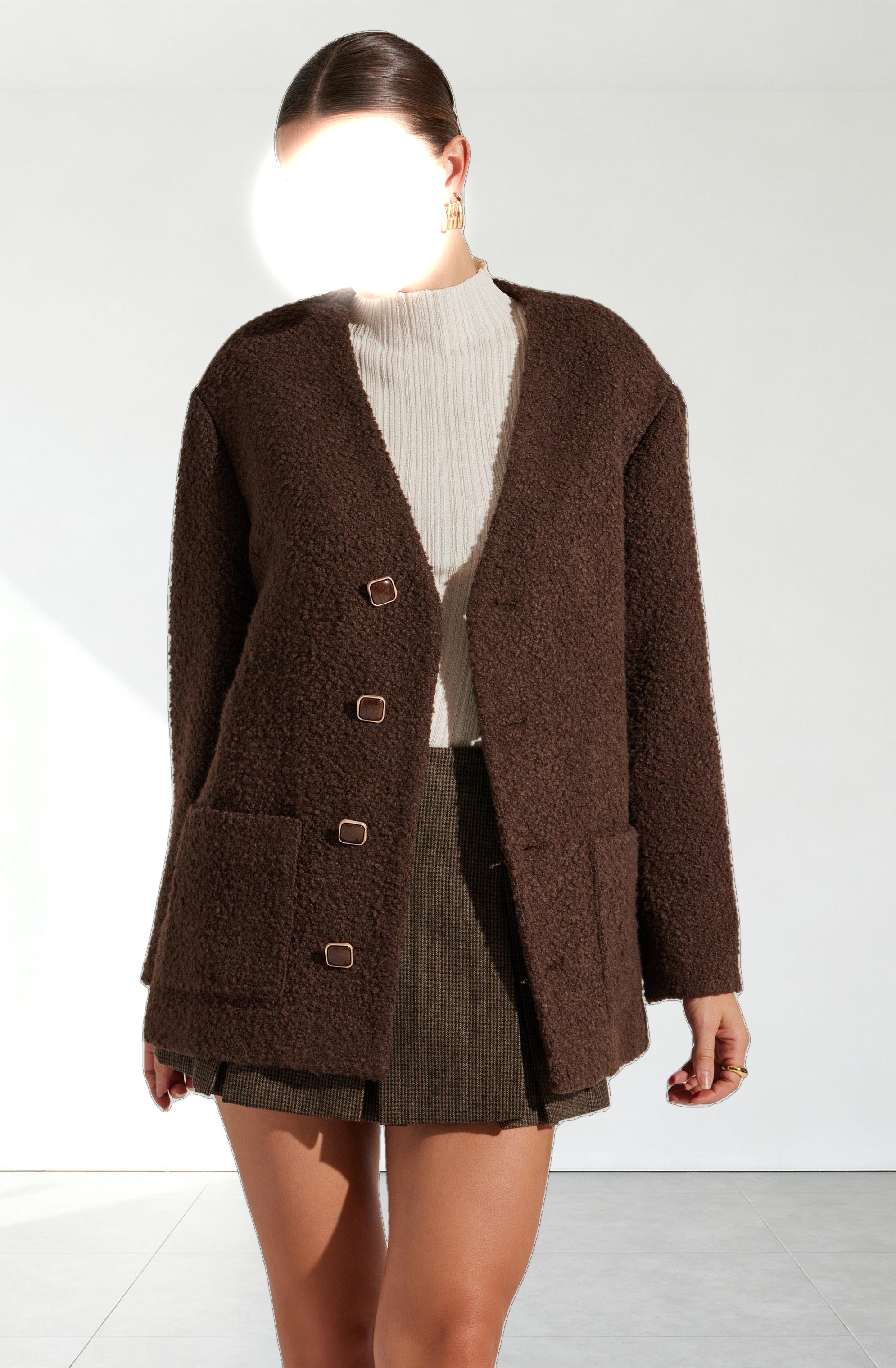 Maidy Boucle V-Neck Coat