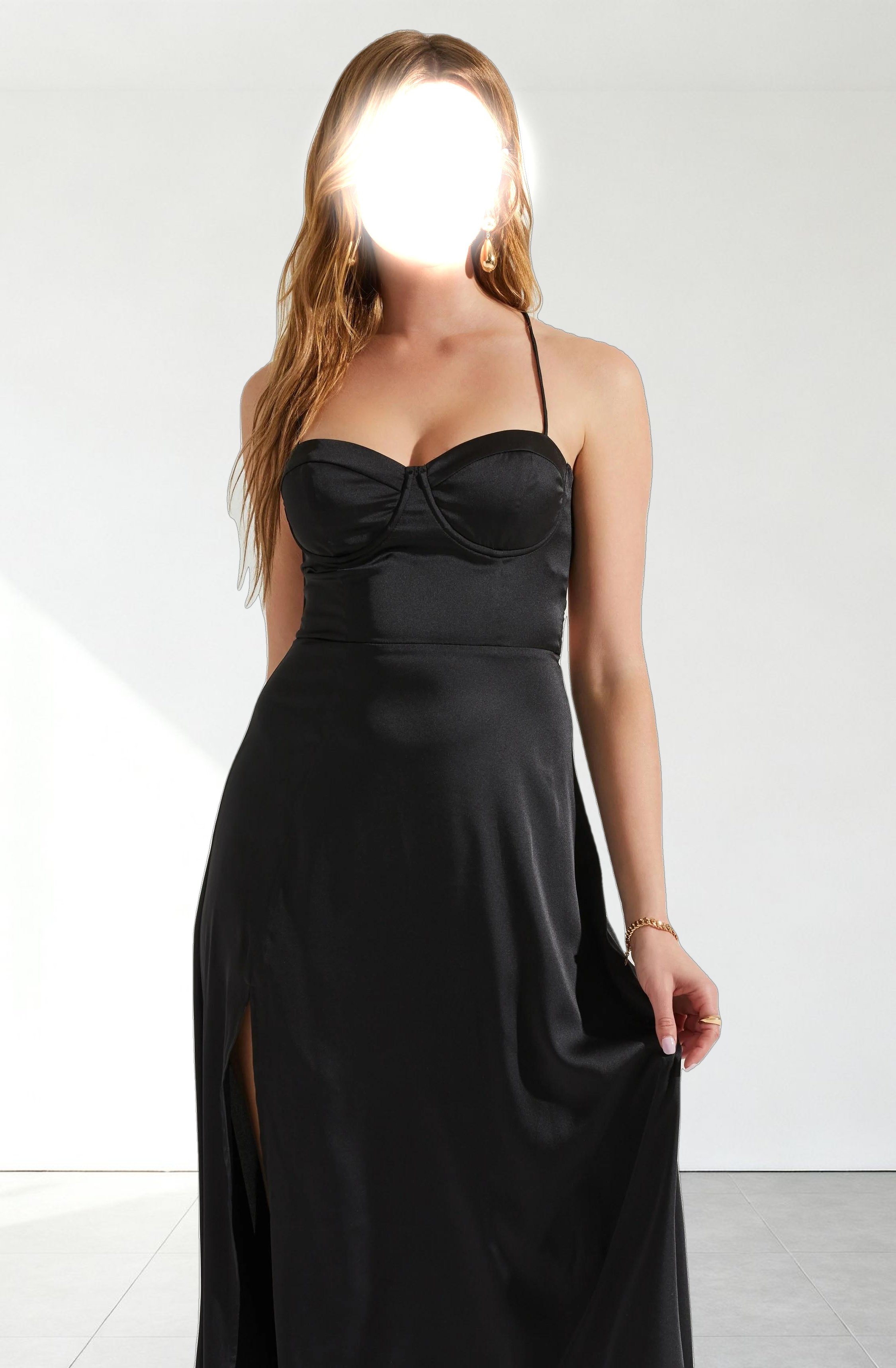 Gala Bustier Cross Strap Midi Dress