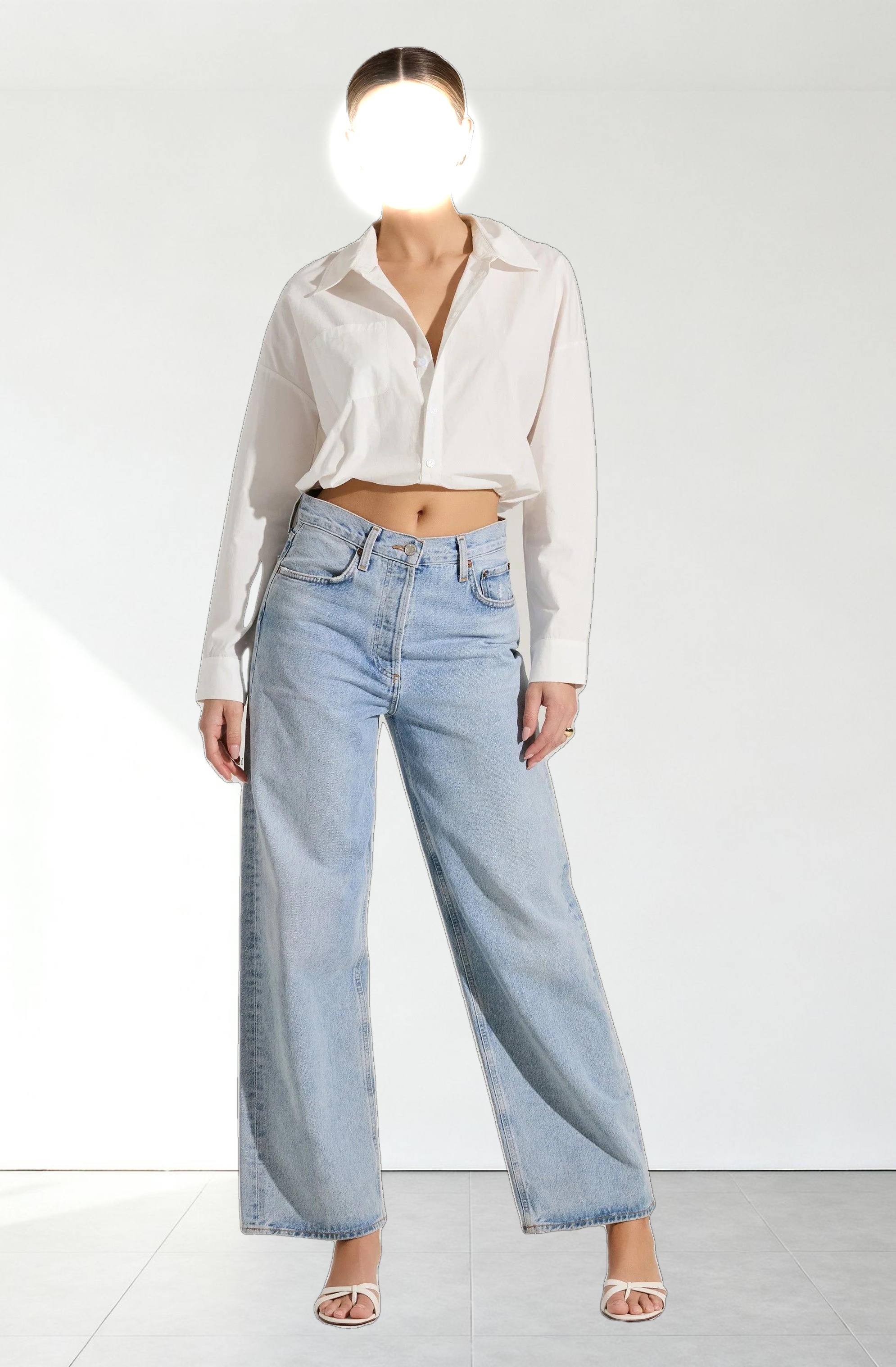 Bubble Hem Cropped Poplin Shirt