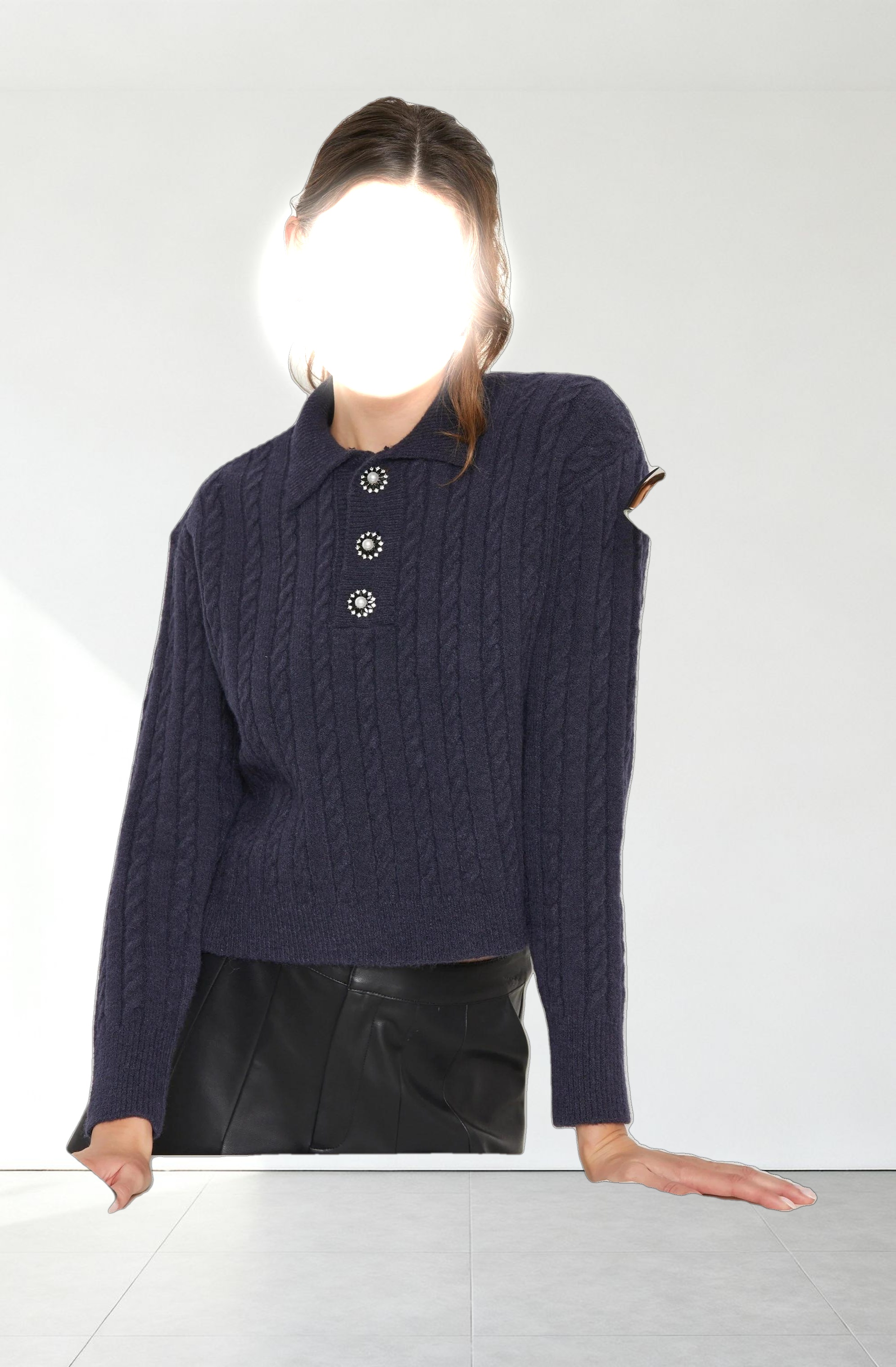 Cable Knit Polo Sweater