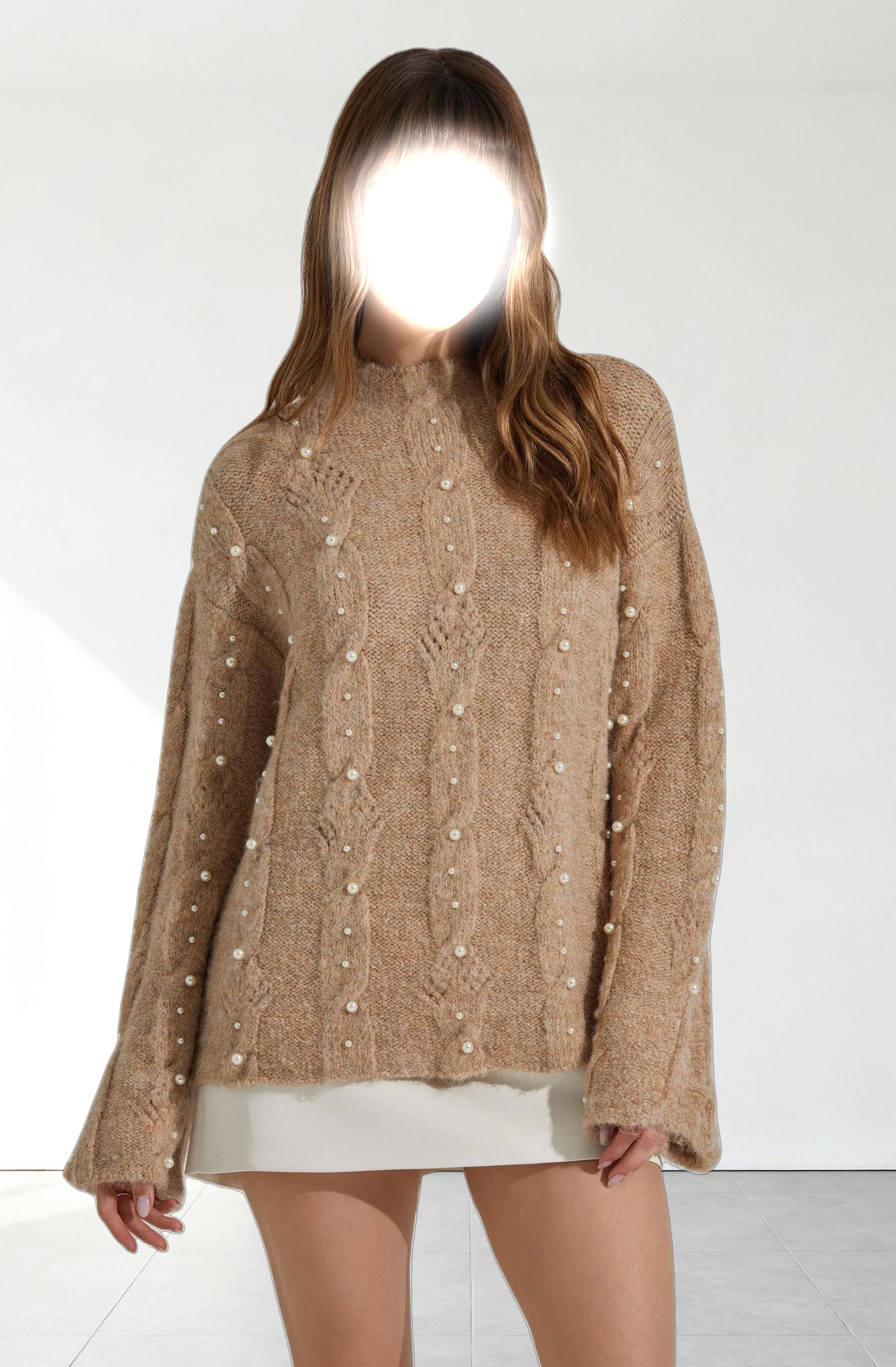 Kit Pearl Cable Knit Sweater