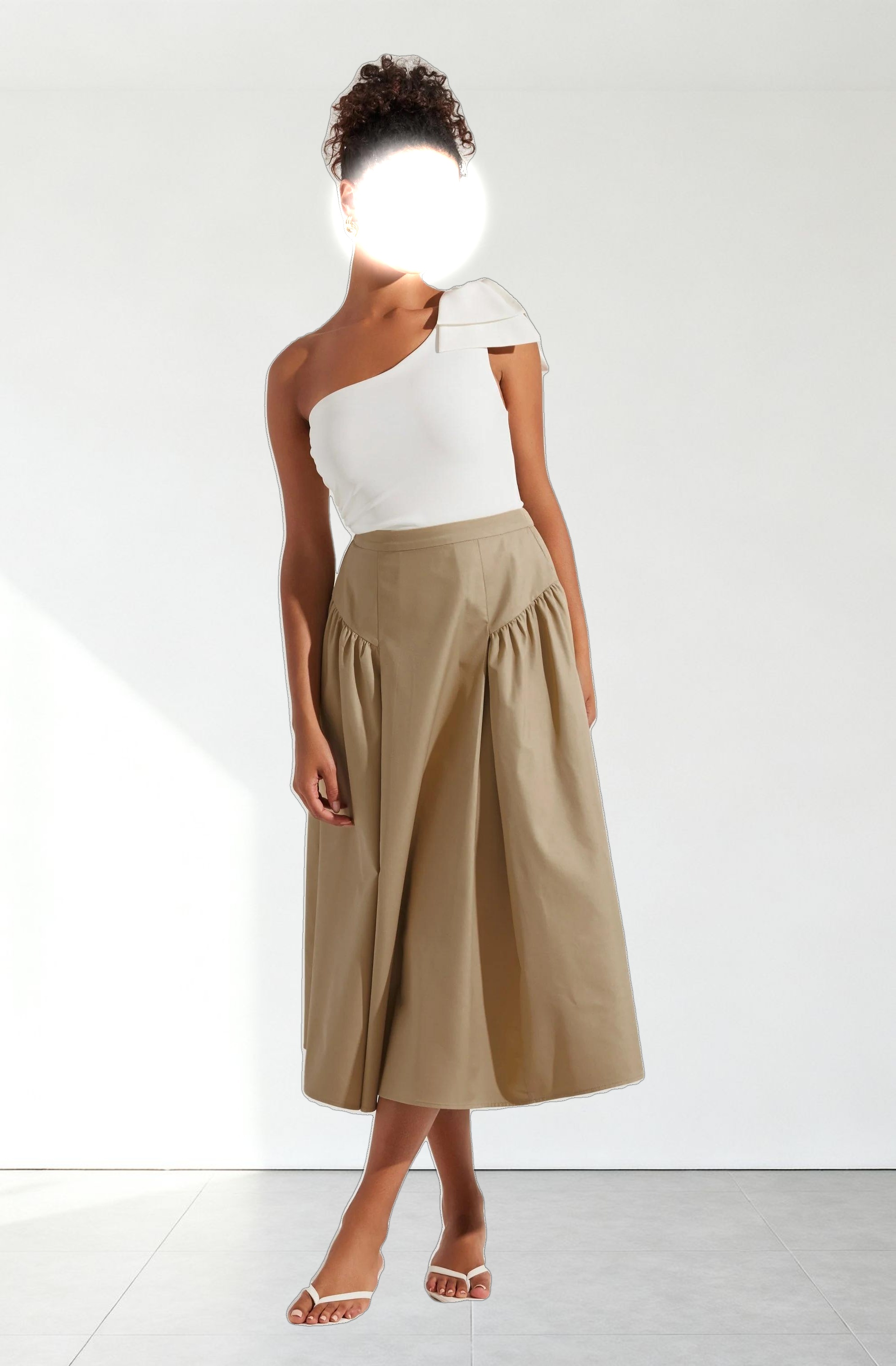 Laila Ruched Detail Midi Skirt