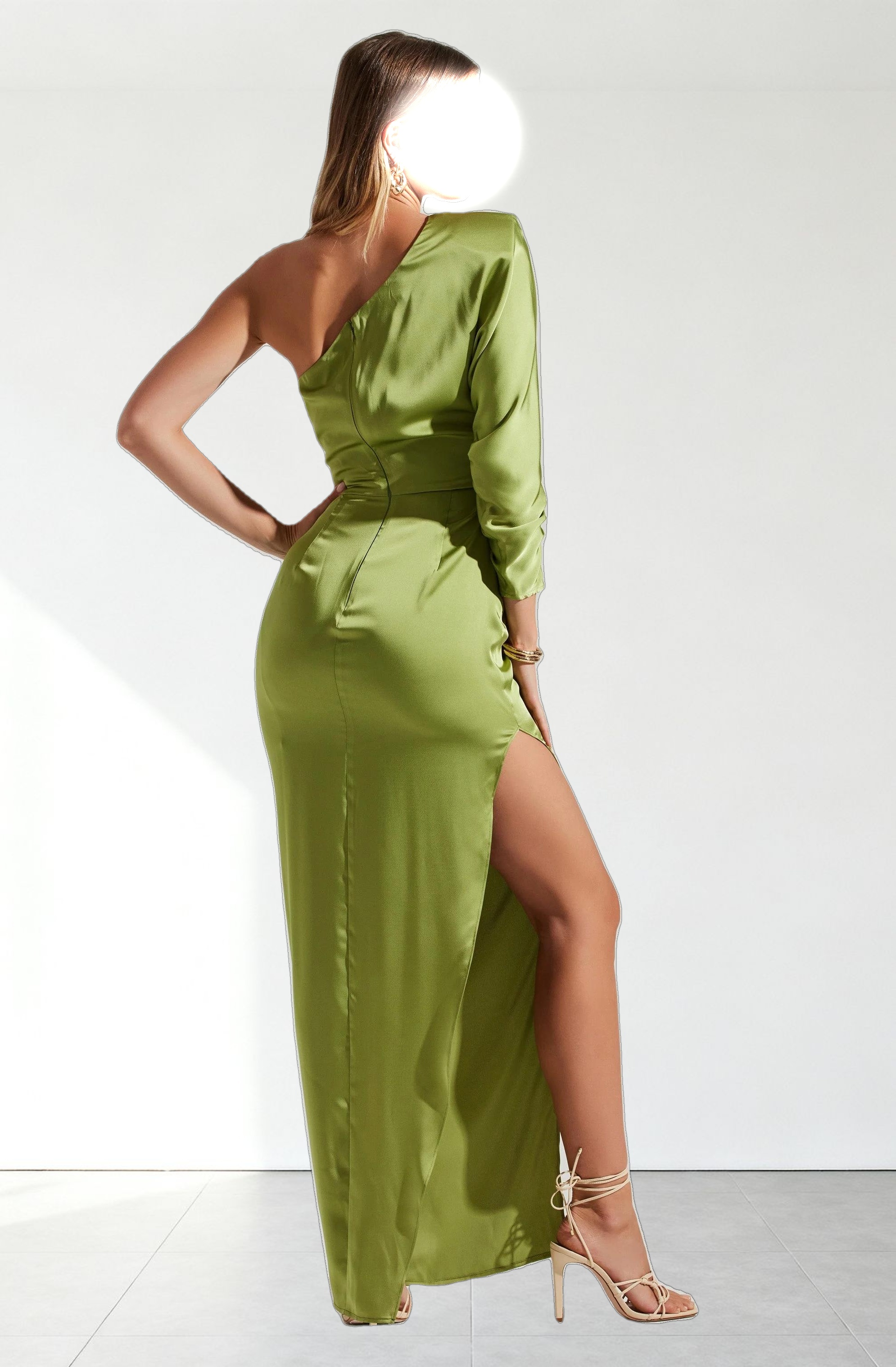 Amari Satin Cutout One Shoulder Maxi Dress