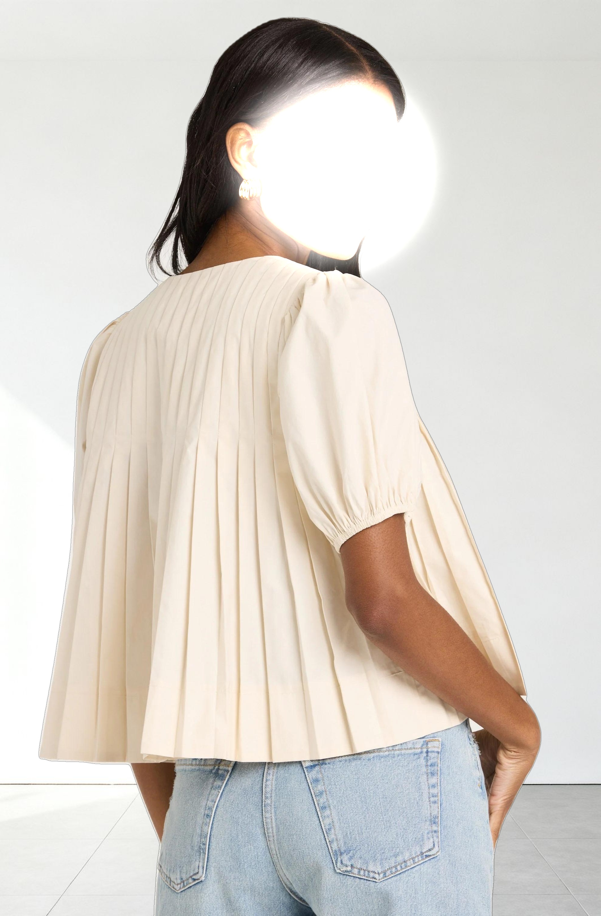 Pleated Puff Sleeve Top