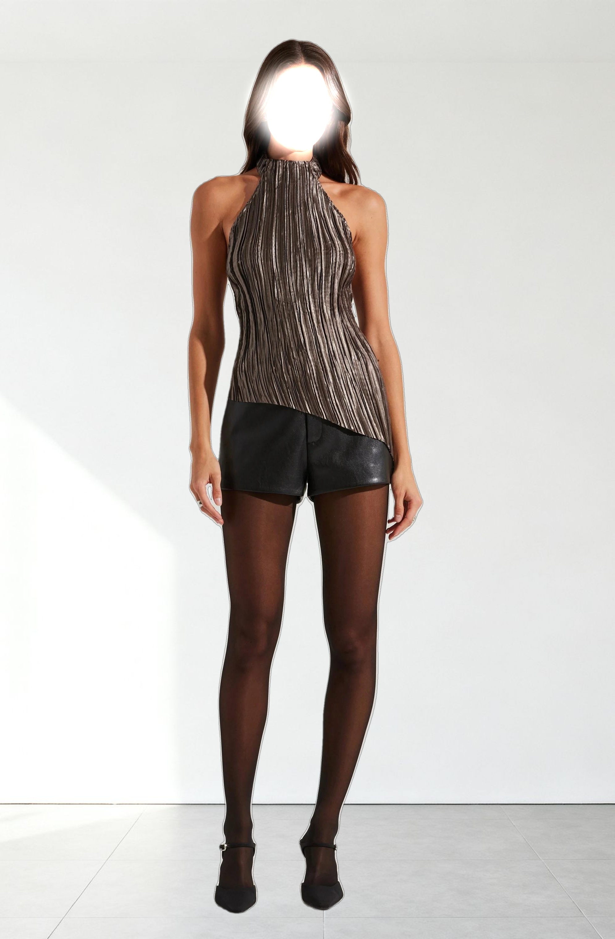 Mikado Plisse Halter Neck Top