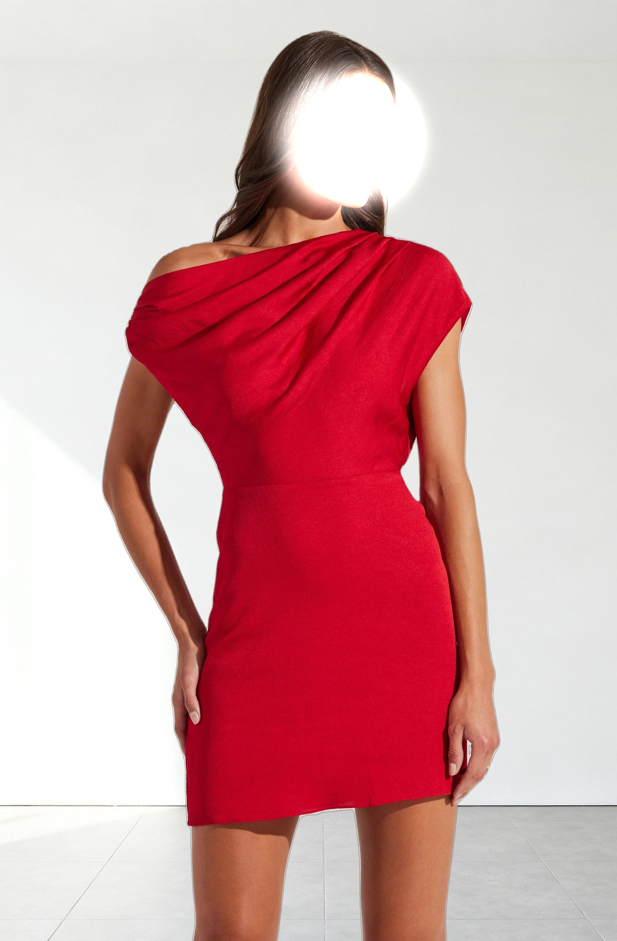 Draped Off Shoulder Mini Dress