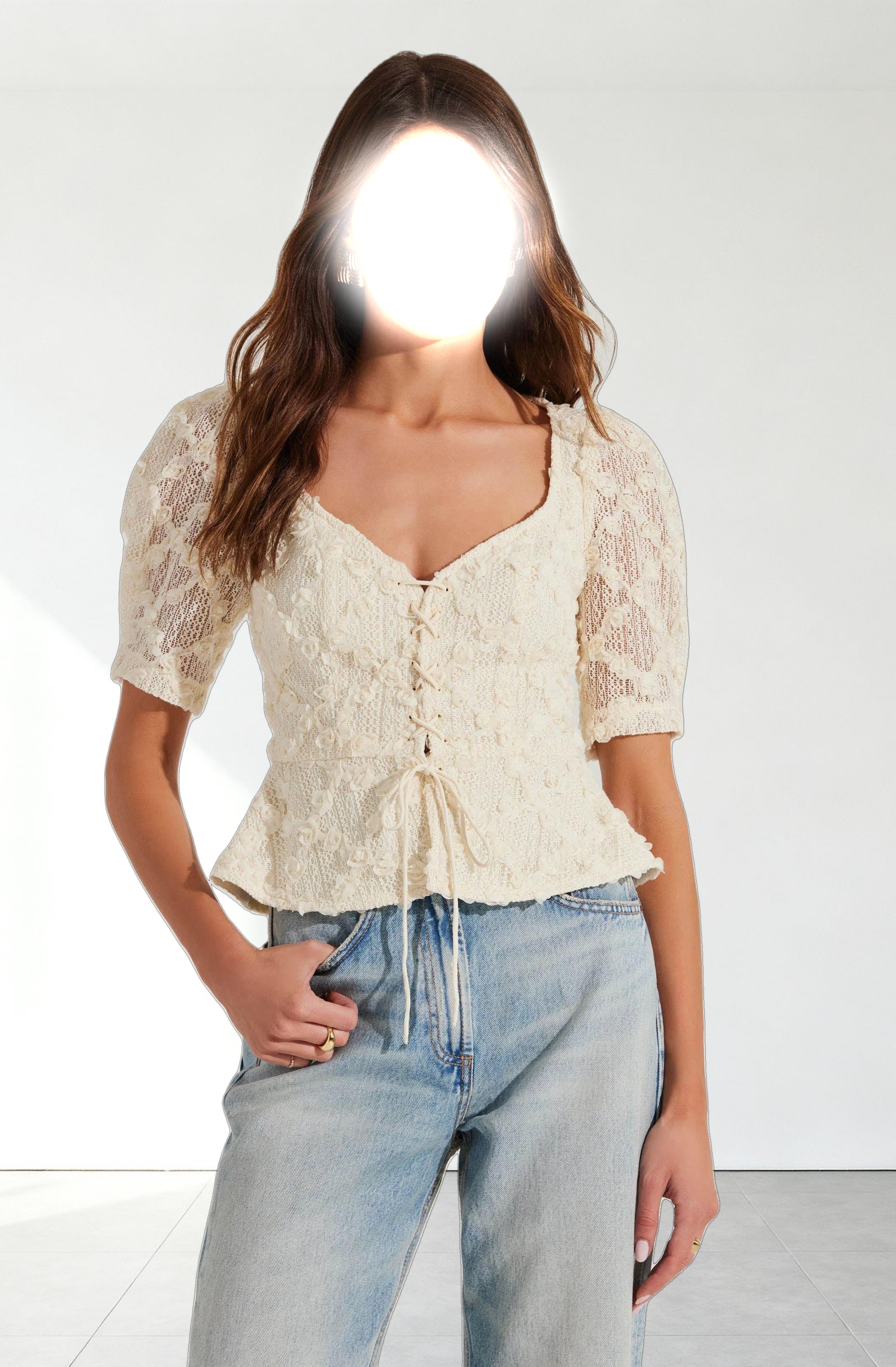 Cherian Floral Appliqué Lace Top