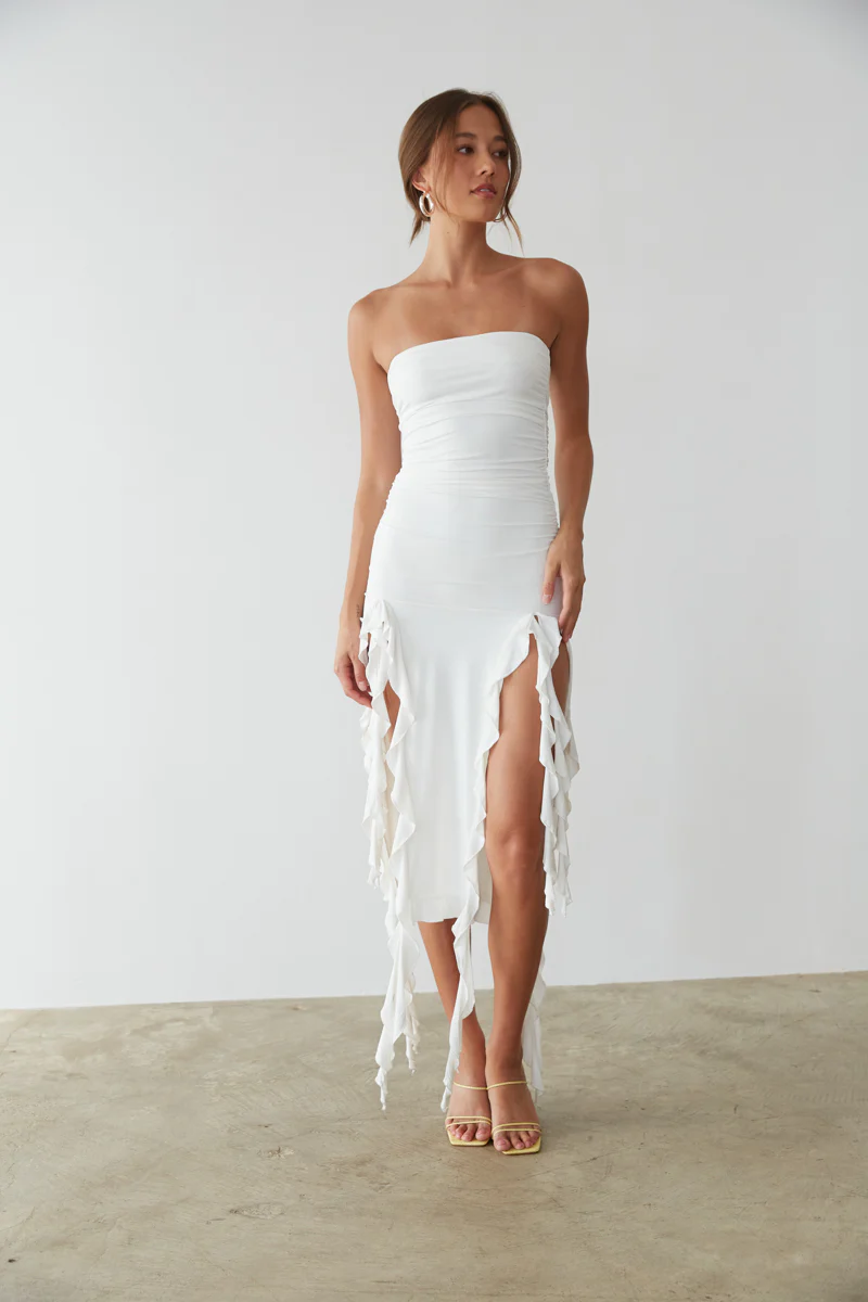 Elsa Strapless Drape Midi Dress