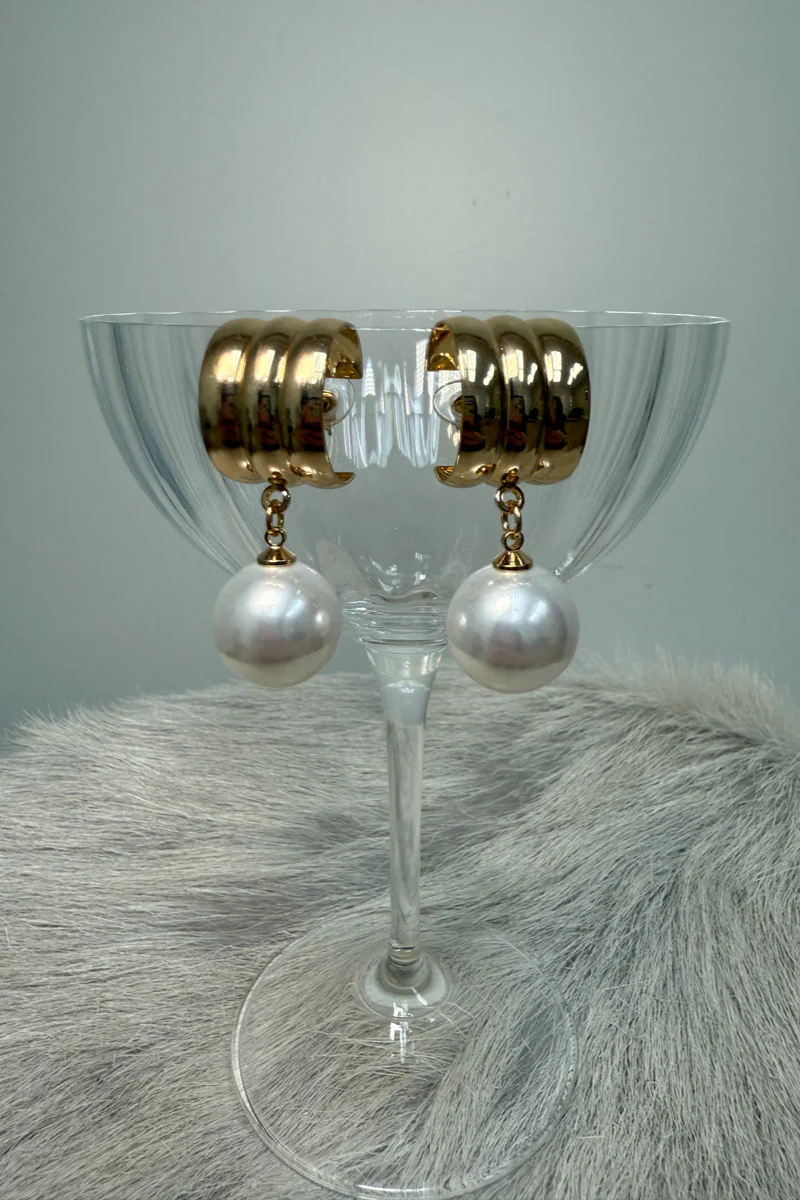 Sasha Drop Pearl Textured Studs