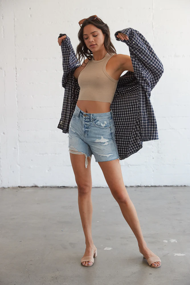 Pistola Devin High Rise Mom Cut Off Shorts