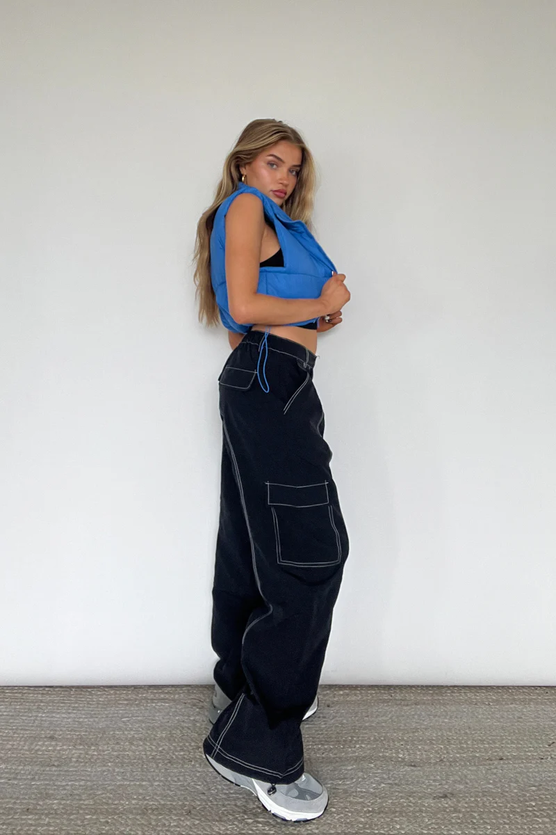 Lydia Contrast Seam Parachute Pants
