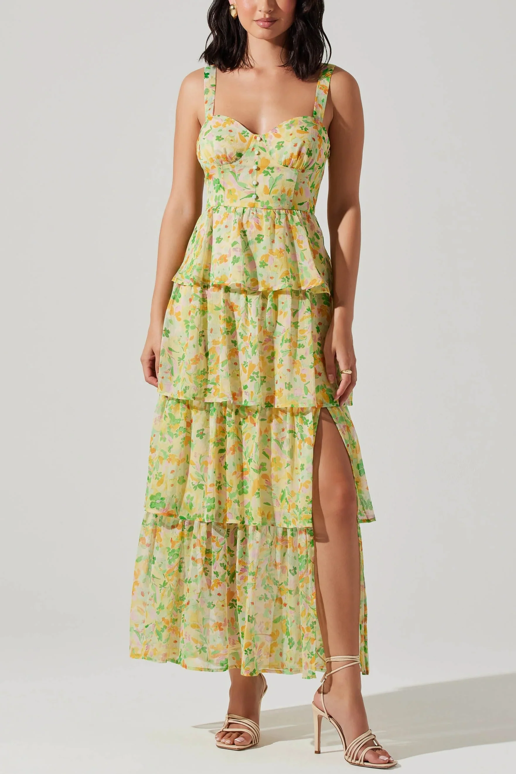 ASTR Midsummer Floral Tiered Maxi Dress in Bright Floral