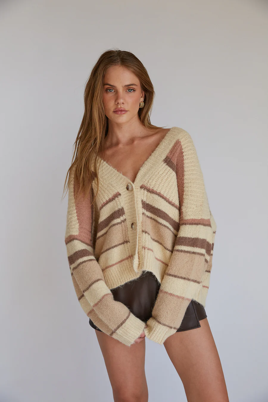 Alden Stripe Knit Button Up Cardigan