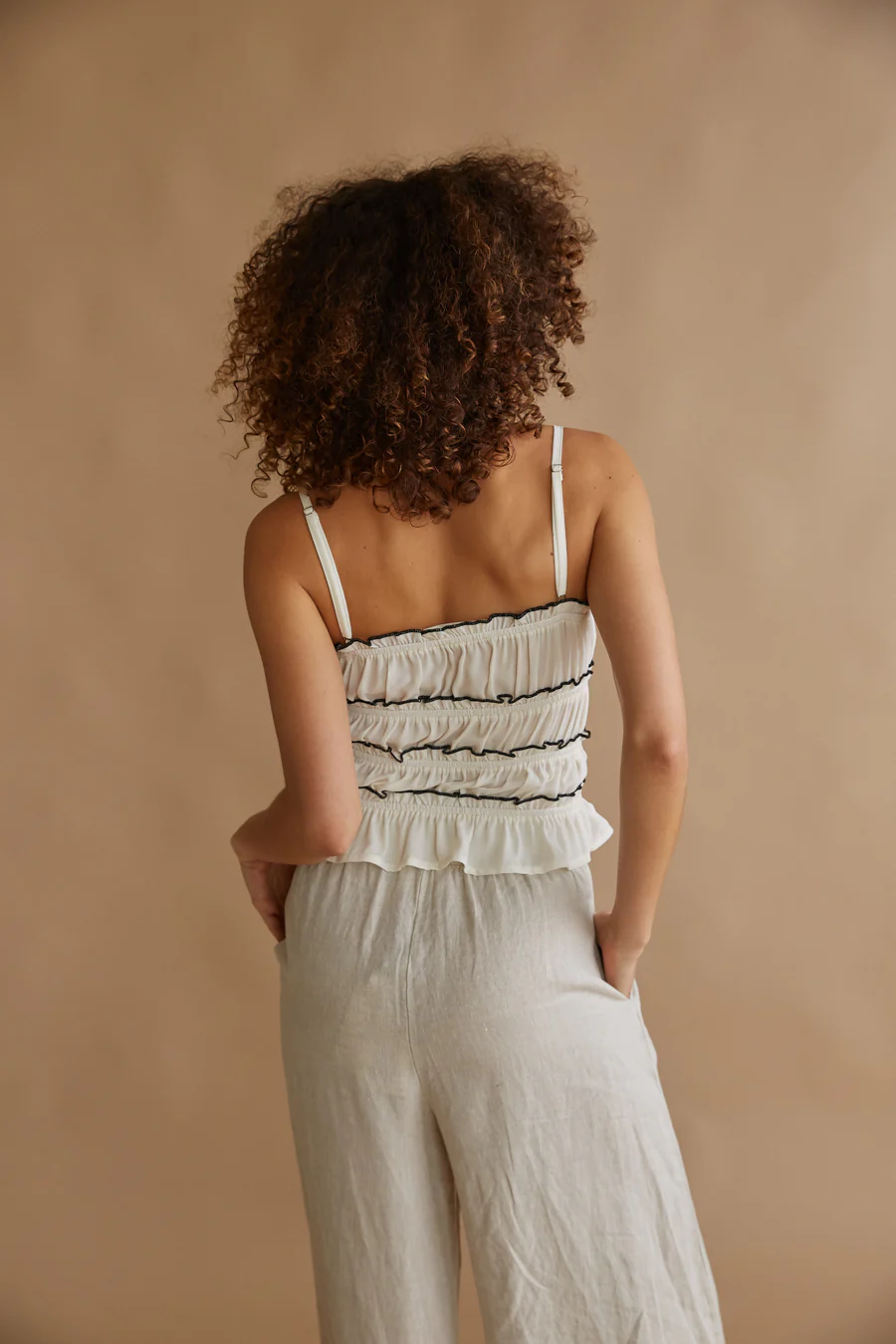 Alicia Ruffle Smocked Bow Top