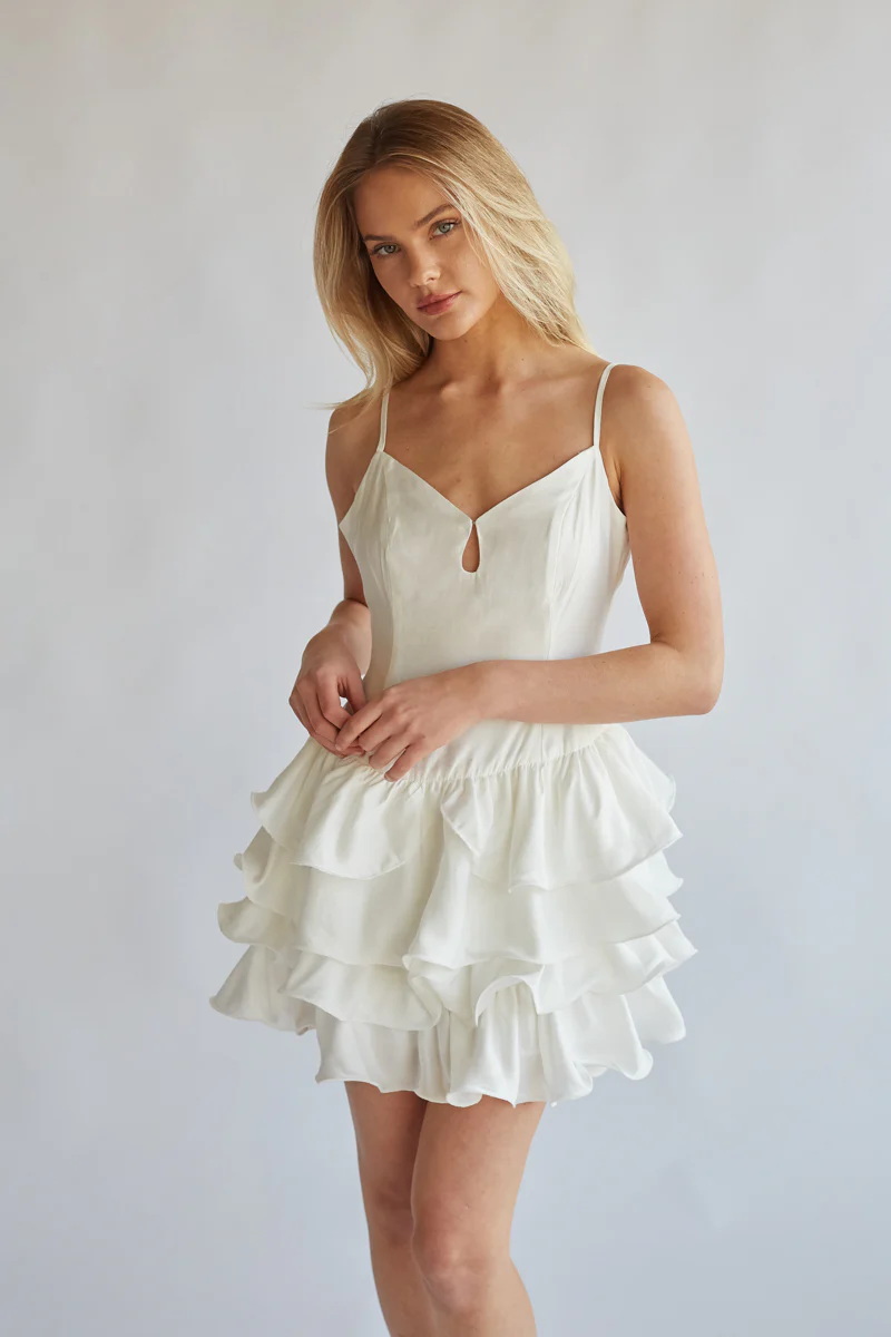 Diane Keyhole Front Tiered Ruffle Mini Dress