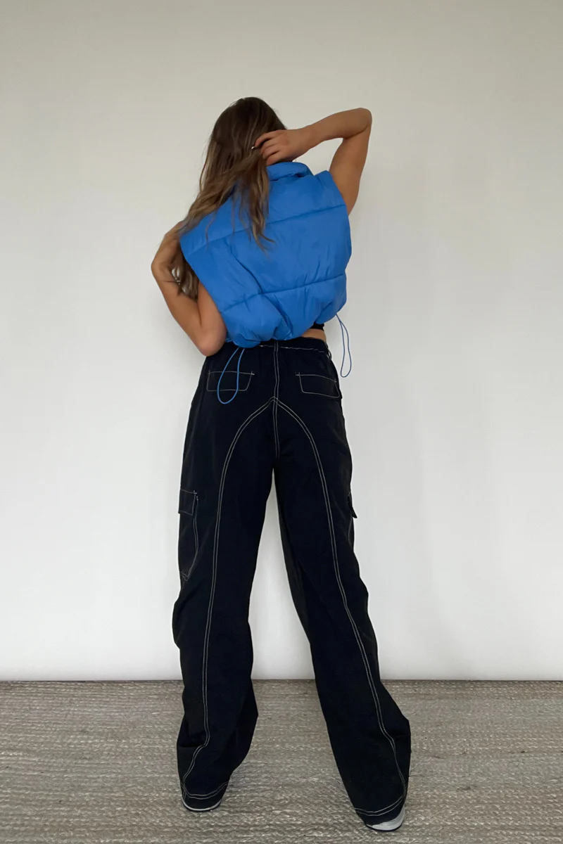 Lydia Contrast Seam Parachute Pants