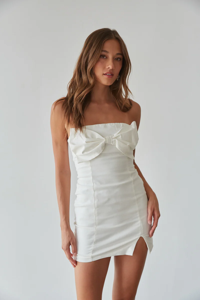Mina Strapless Bow Bodycon Mini Dress
