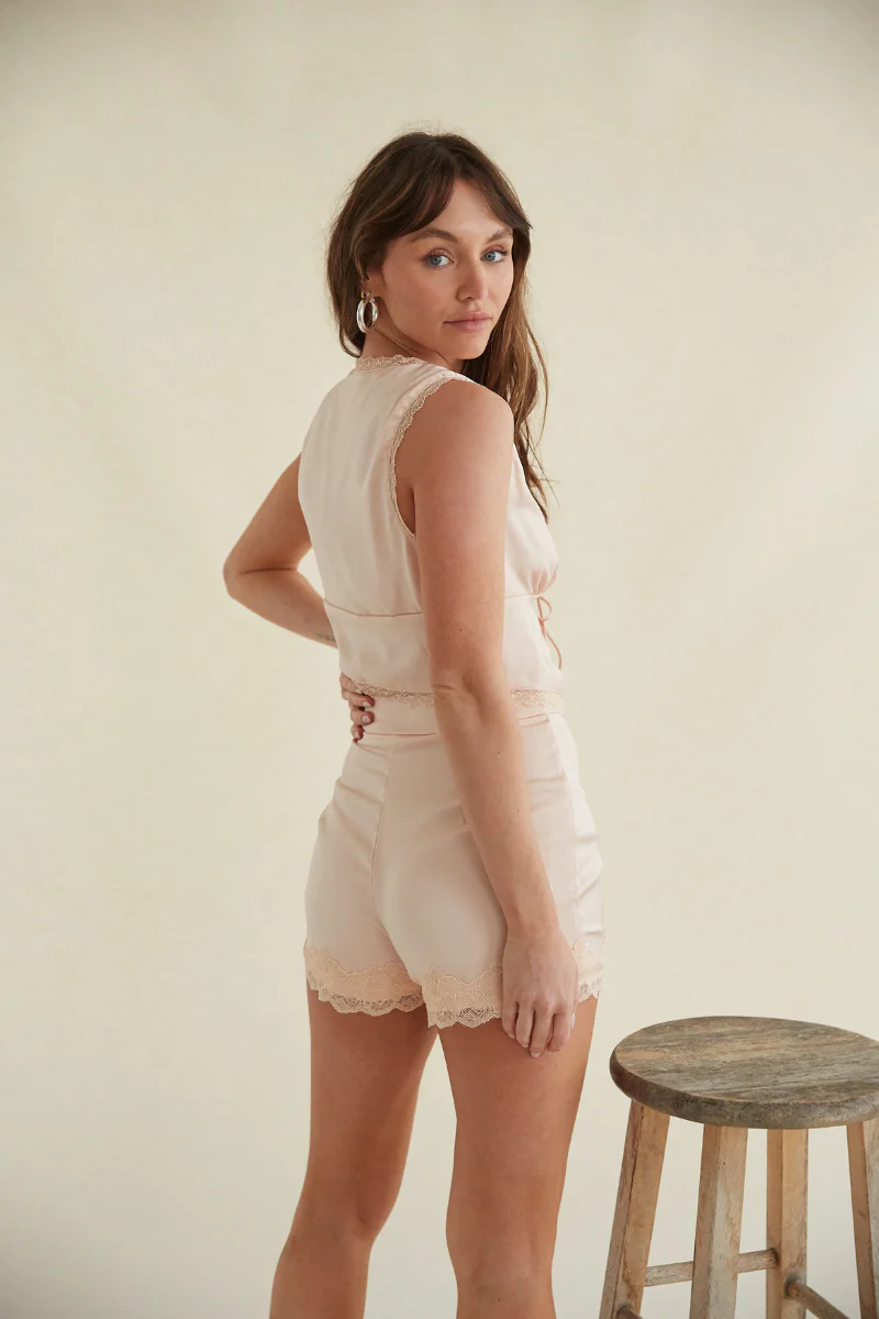 Keili Satin Vest and Shorts Set