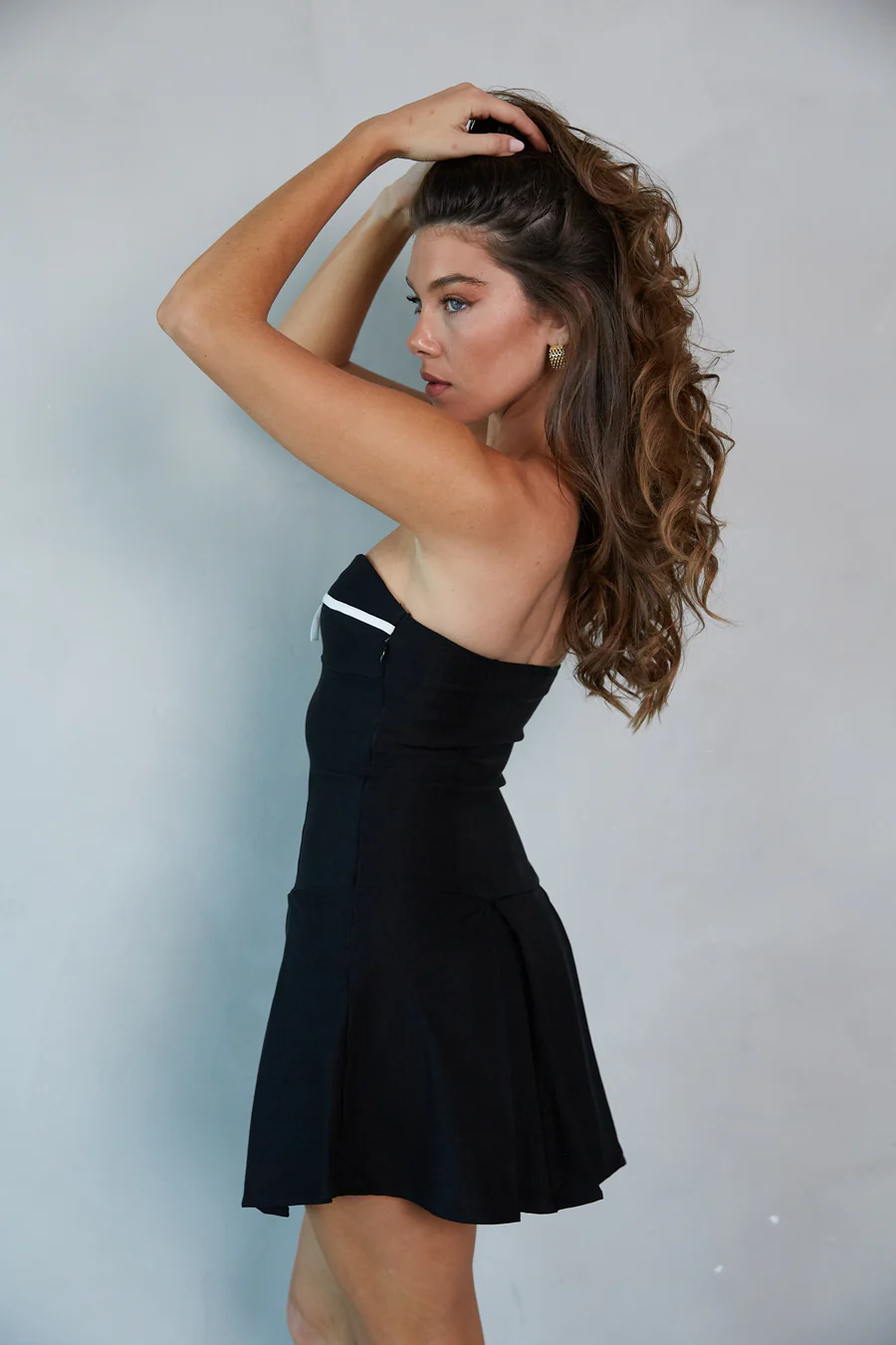 Loren Strapless Bow Fit and Flare Mini Dress