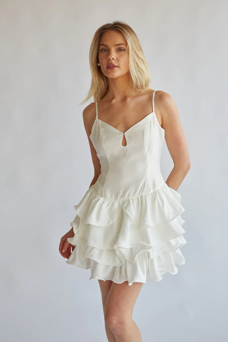 Diane Keyhole Front Tiered Ruffle Mini Dress