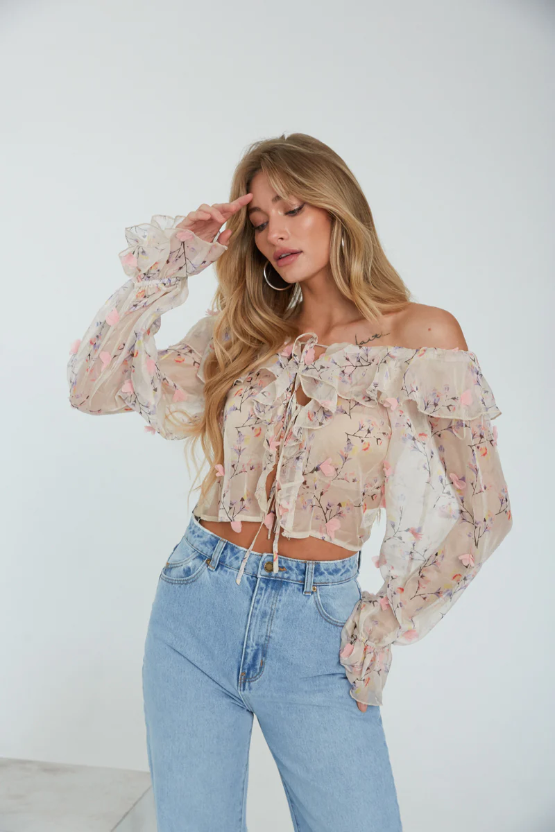 Rome Off-The-Shoulder Chiffon Ruffle Top