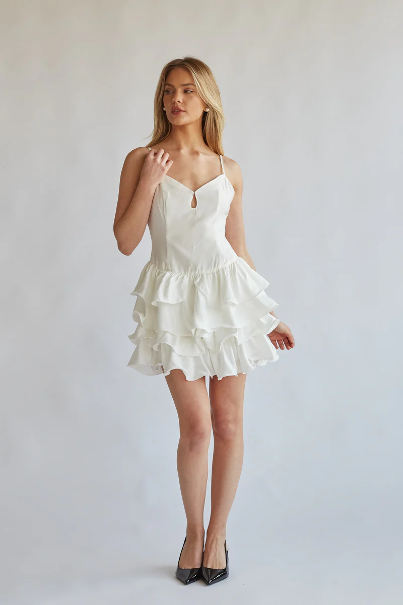 Diane Keyhole Front Tiered Ruffle Mini Dress