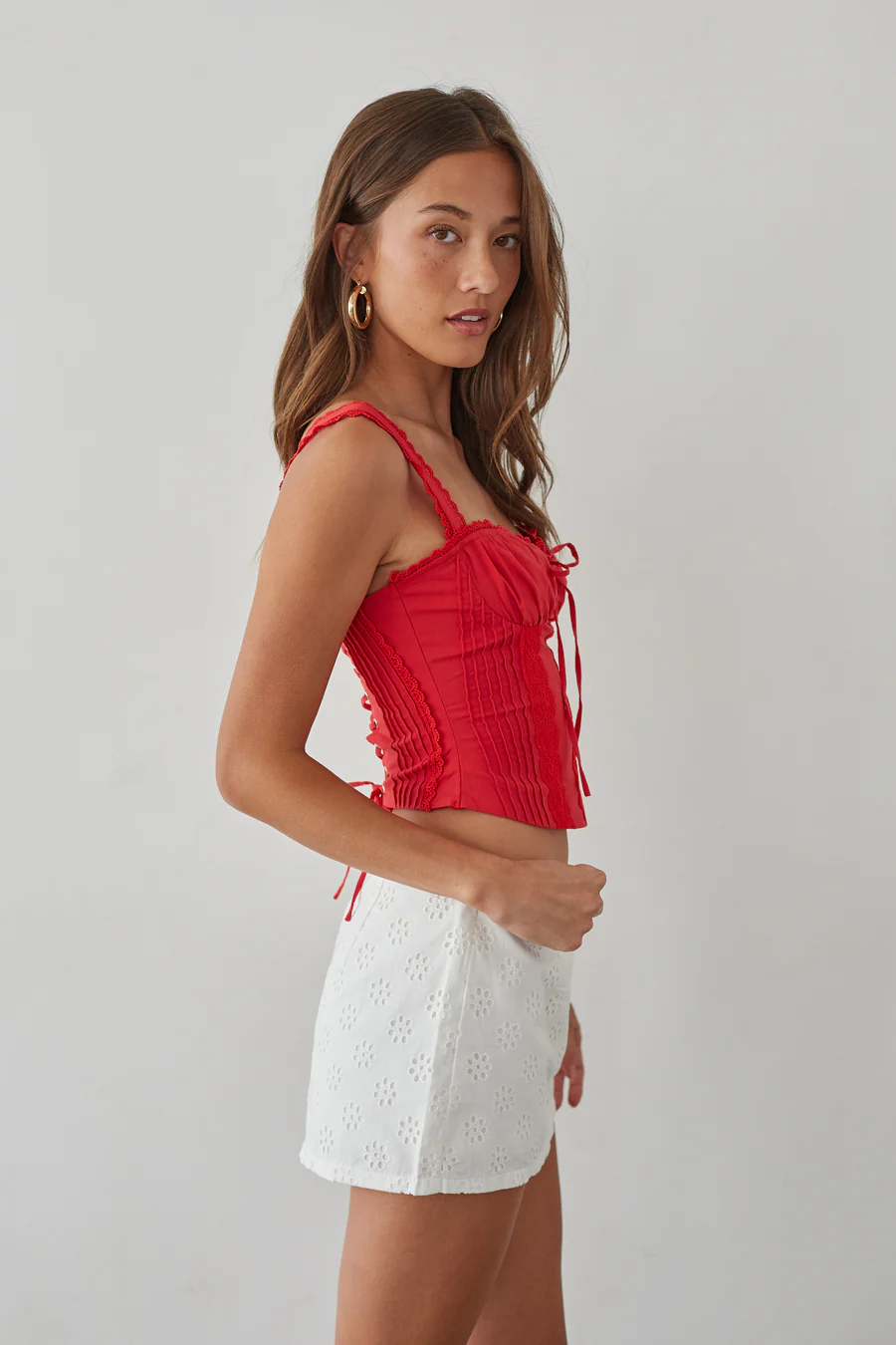 Kaylee Ditsy Eyelet Lace Mini Skort