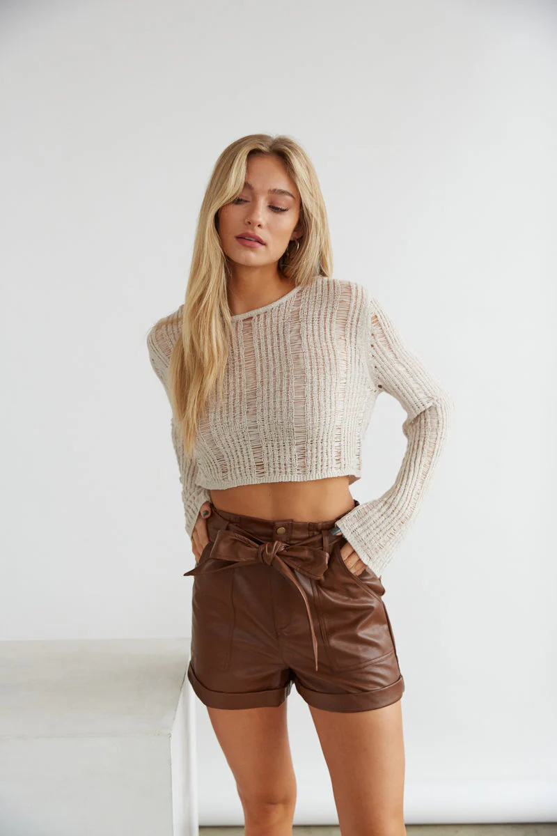 Kassidy Belted Faux Leather Shorts