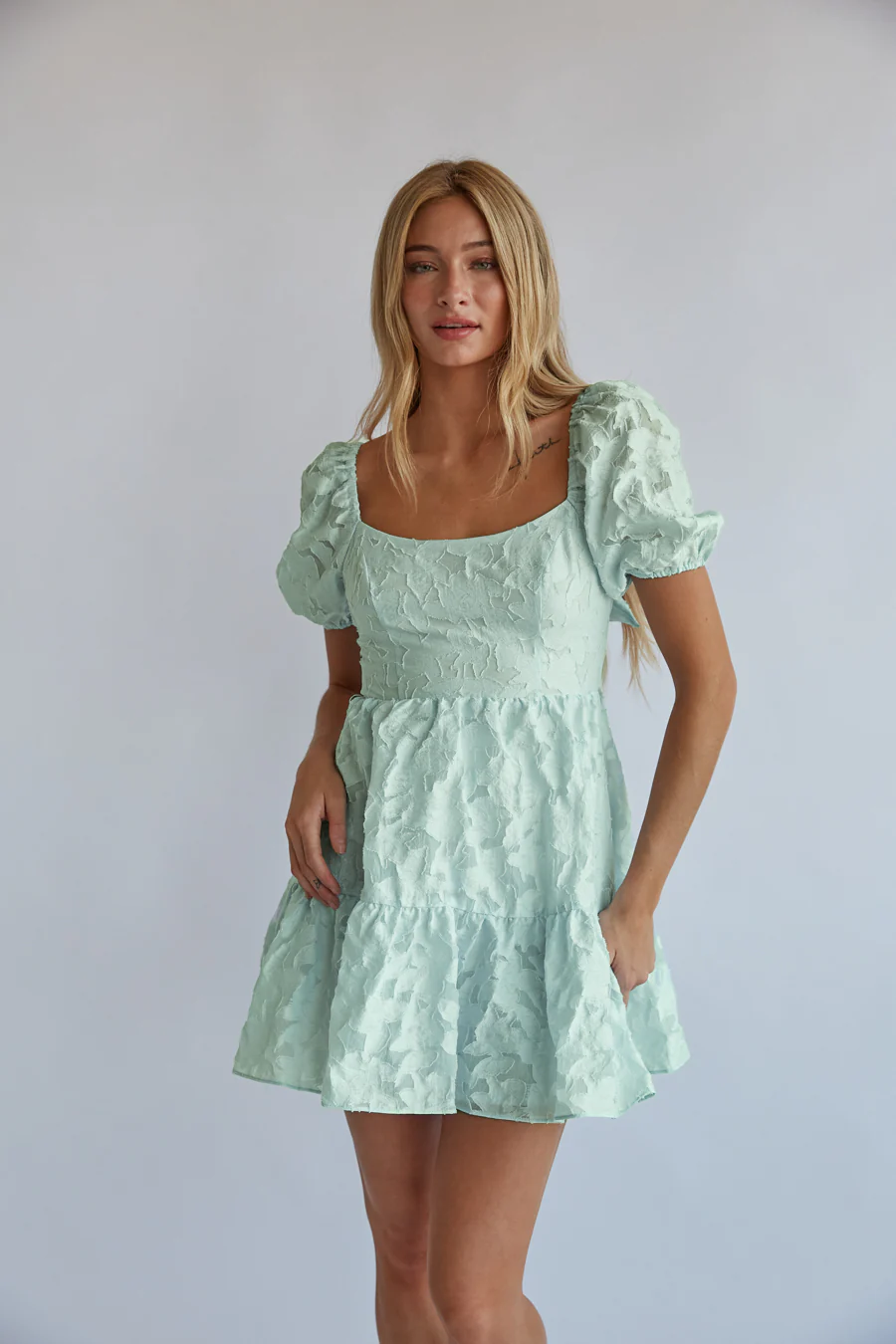 Whitley Tie Back Puff Sleeve Babydoll Mini Dress