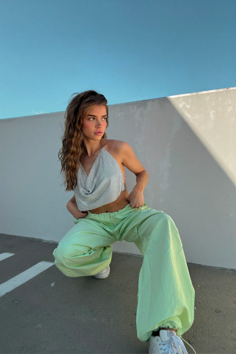 Ana Rhinestone Mesh Crop Top