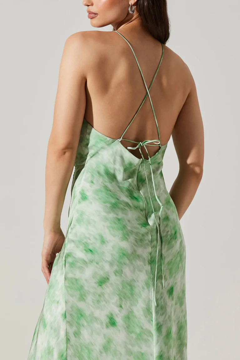 ASTR Elynor Halter Satin Maxi Dress