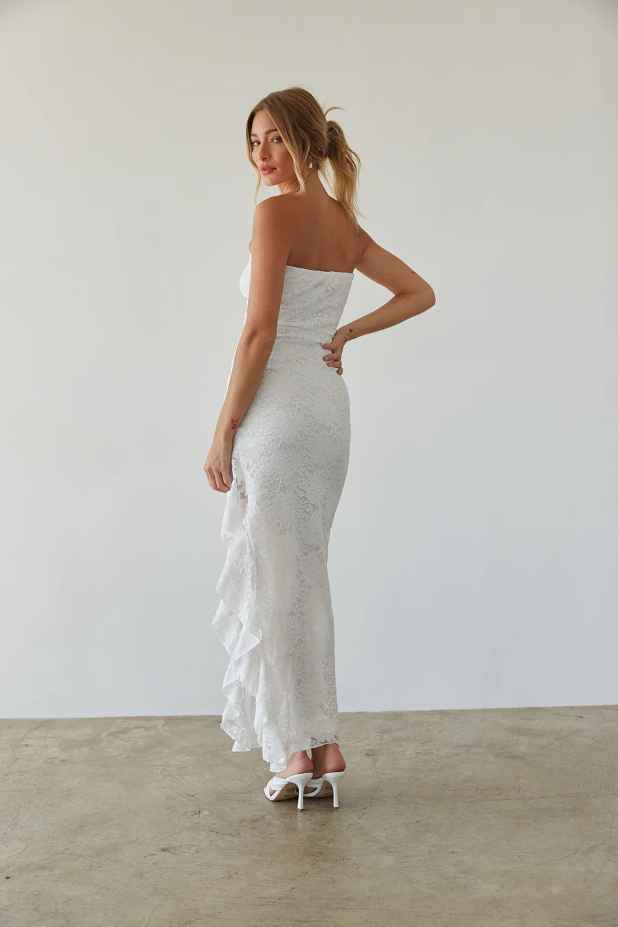 Vivienne Sparkle Lace Ruffle Maxi Dress