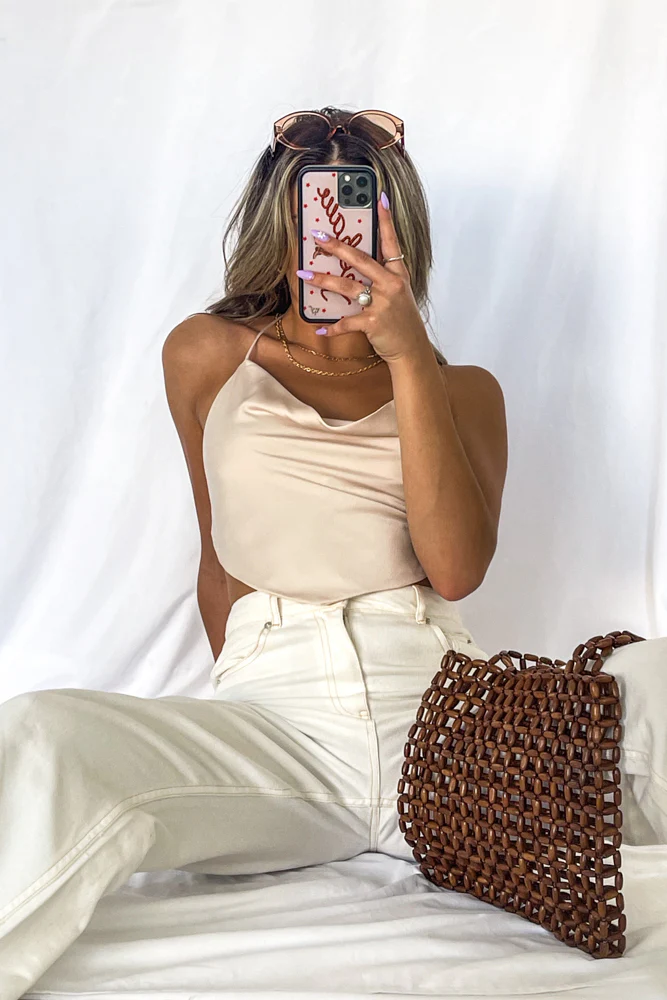 Karina Satin Tie Back Top