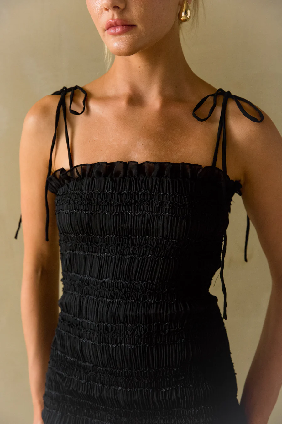 Alani Smocked Ruffle Bodycon Mini Dress