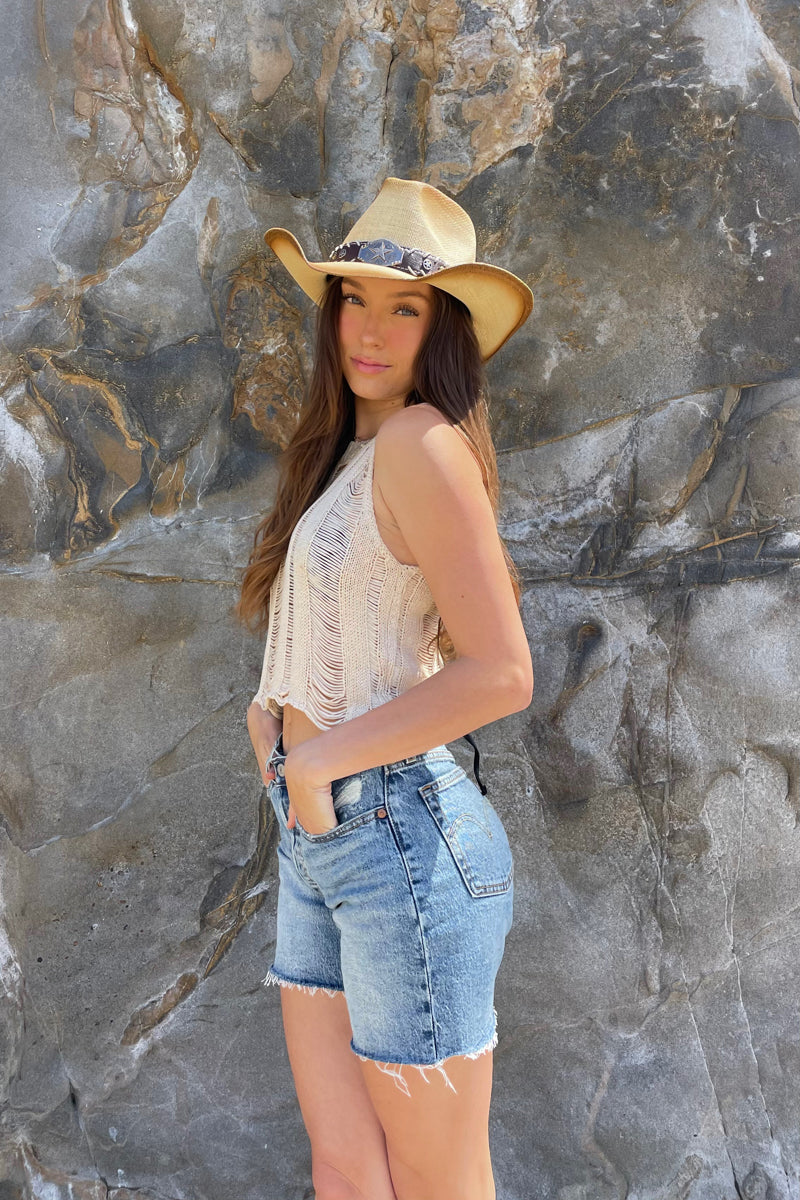 Ellie Pointelle Open Knit Tank Top