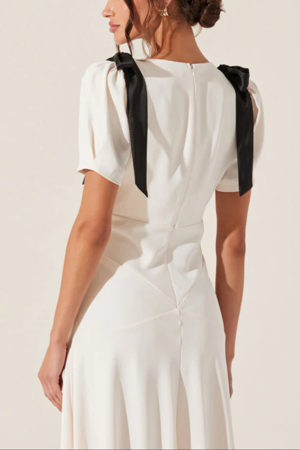 ASTR Ciela Bow Puff  Sleeve A Line Maxi Dress