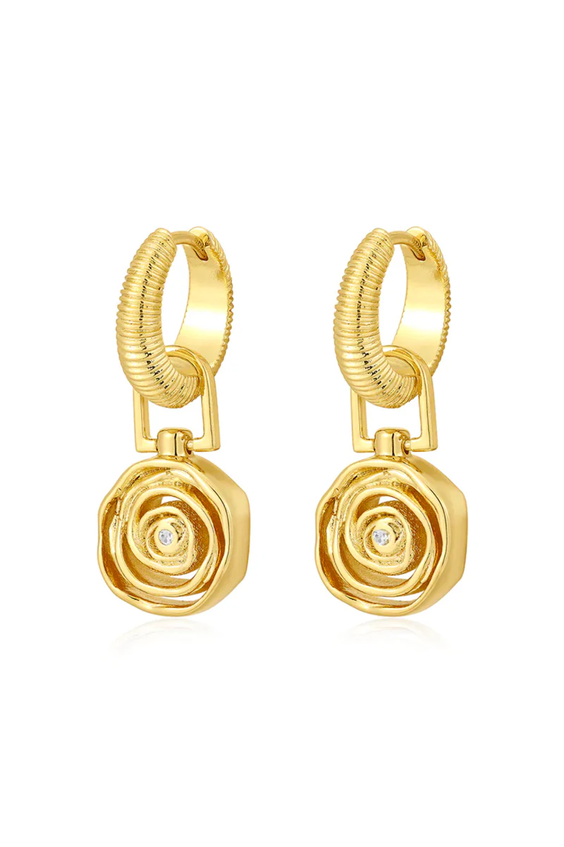 LUV AJ Rosette Coil Charm Hoops