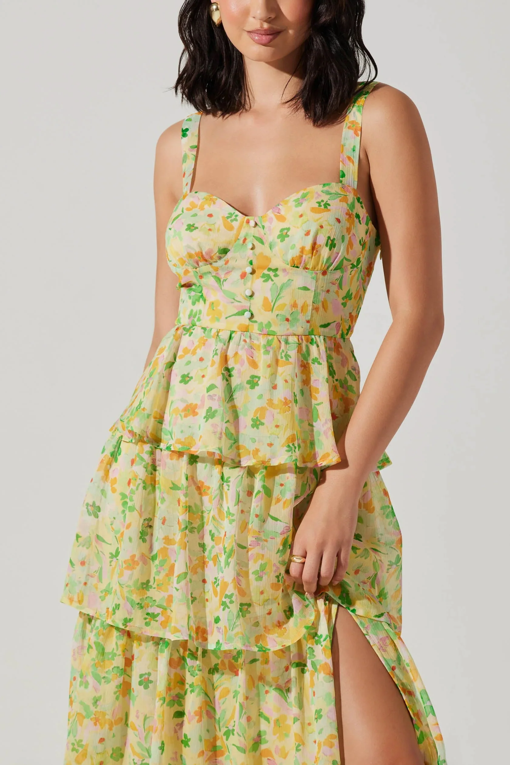 ASTR Midsummer Floral Tiered Maxi Dress in Bright Floral