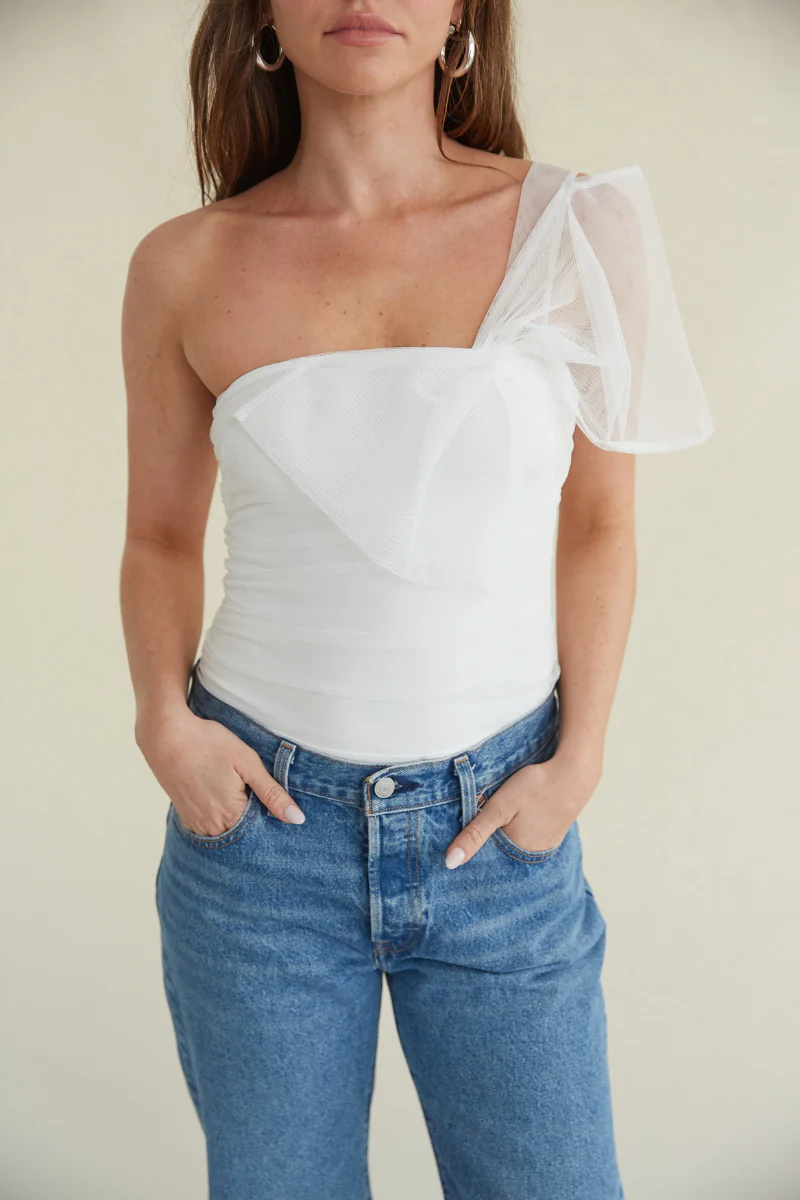 Christina One Shoulder Mesh Bodysuit