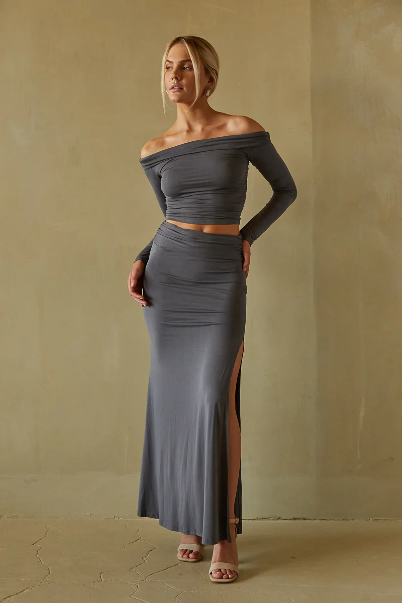 Carrington High-Rise Side Slit Maxi Skirt