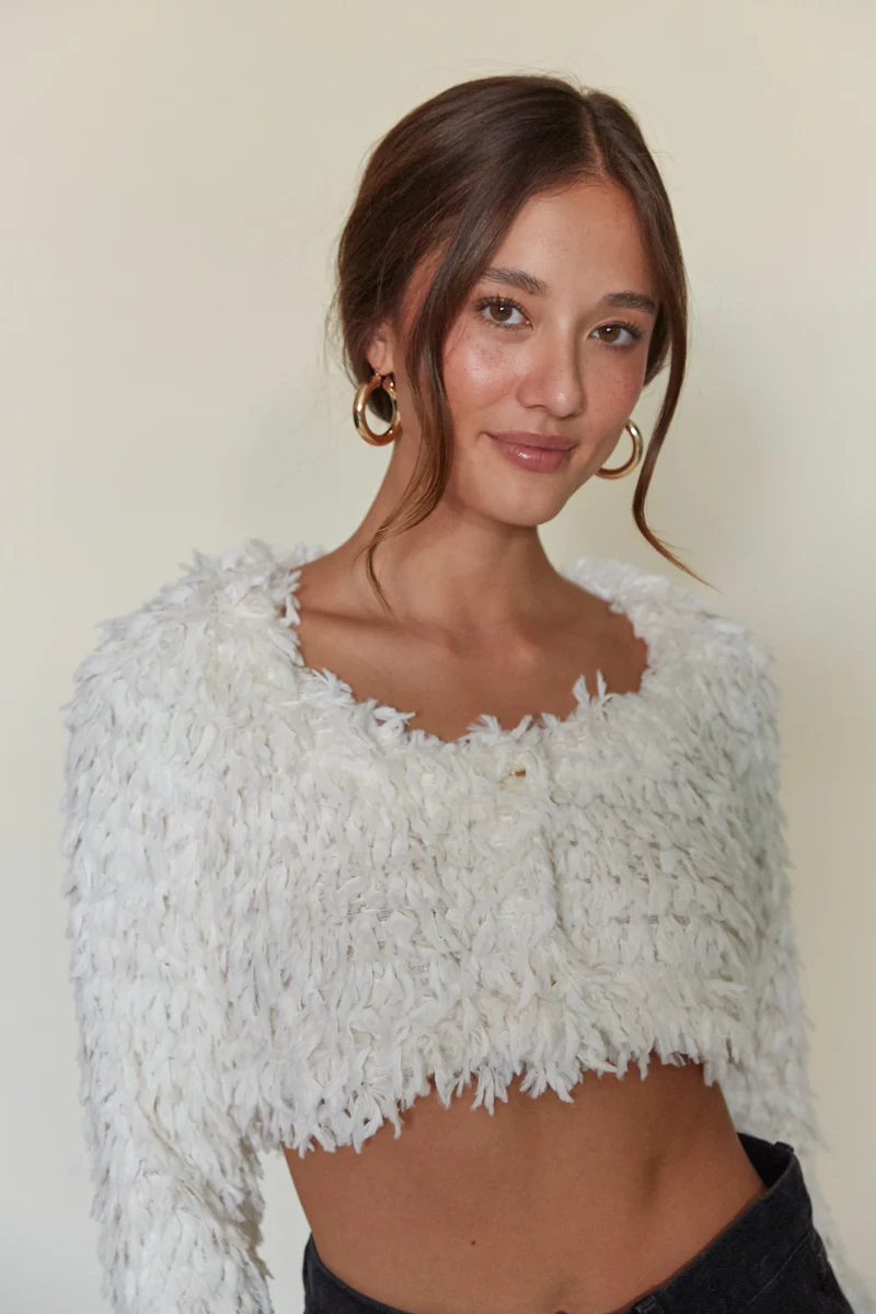 Priscilla Cropped Fringe Cardigan