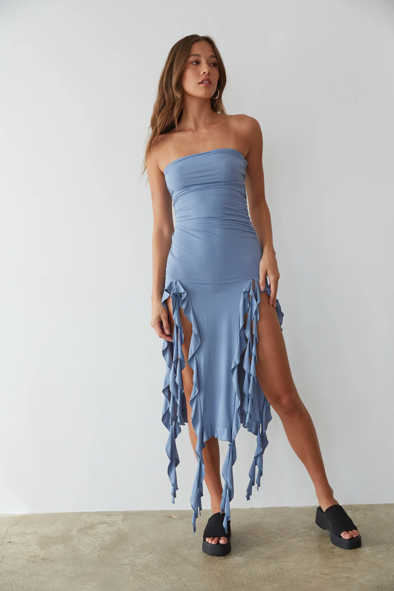 Elsa Strapless Drape Midi Dress