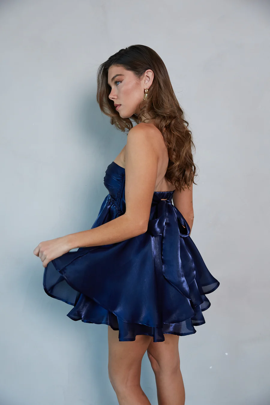 Gabby Strapless Twist Front Babydoll Dress