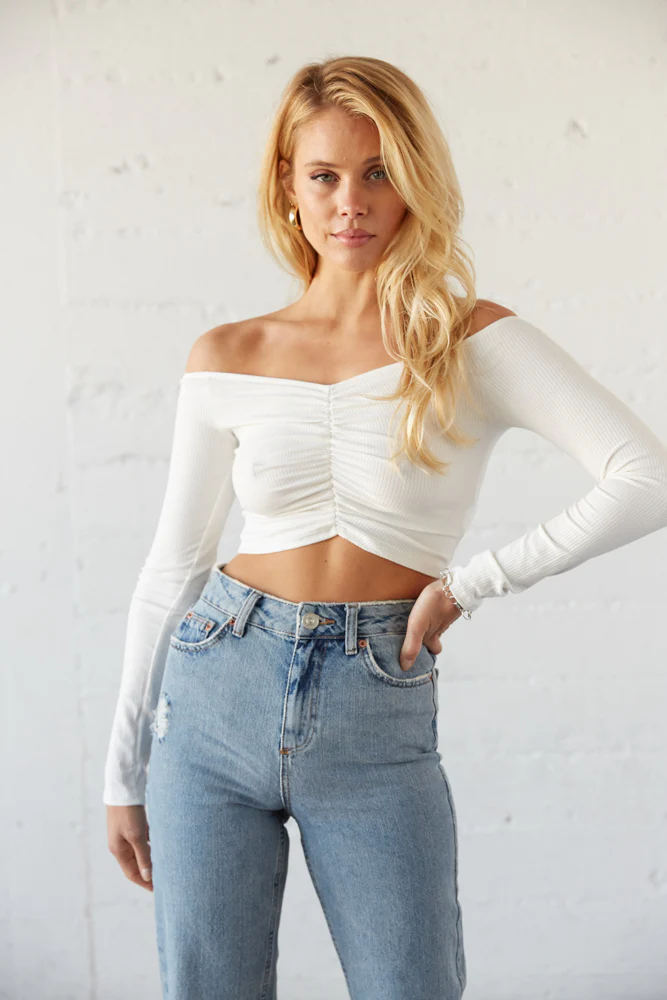 Maya Off Shoulder Cinched Crop Top